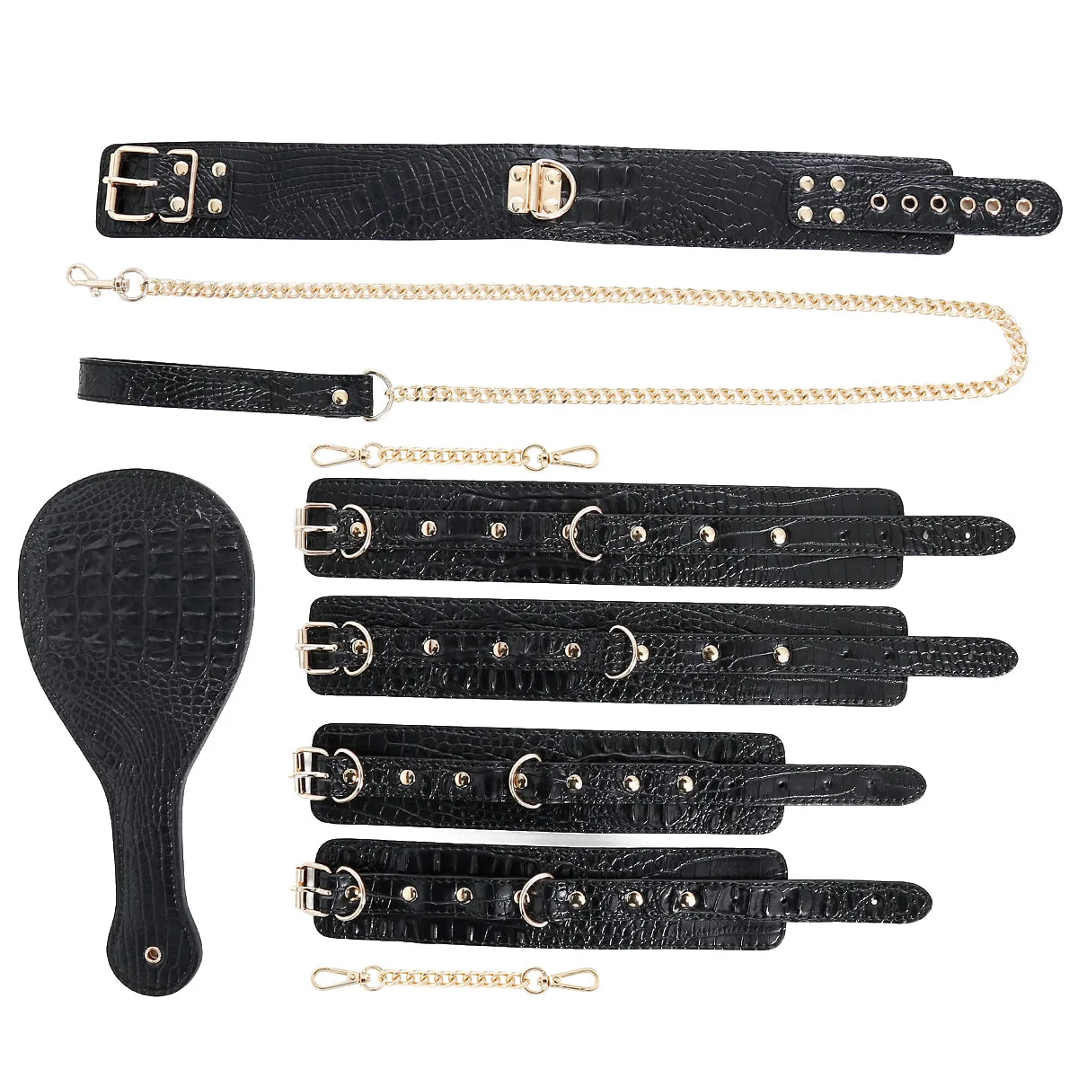 Set de sujeción BDSM de cuero PU de 4 piezas