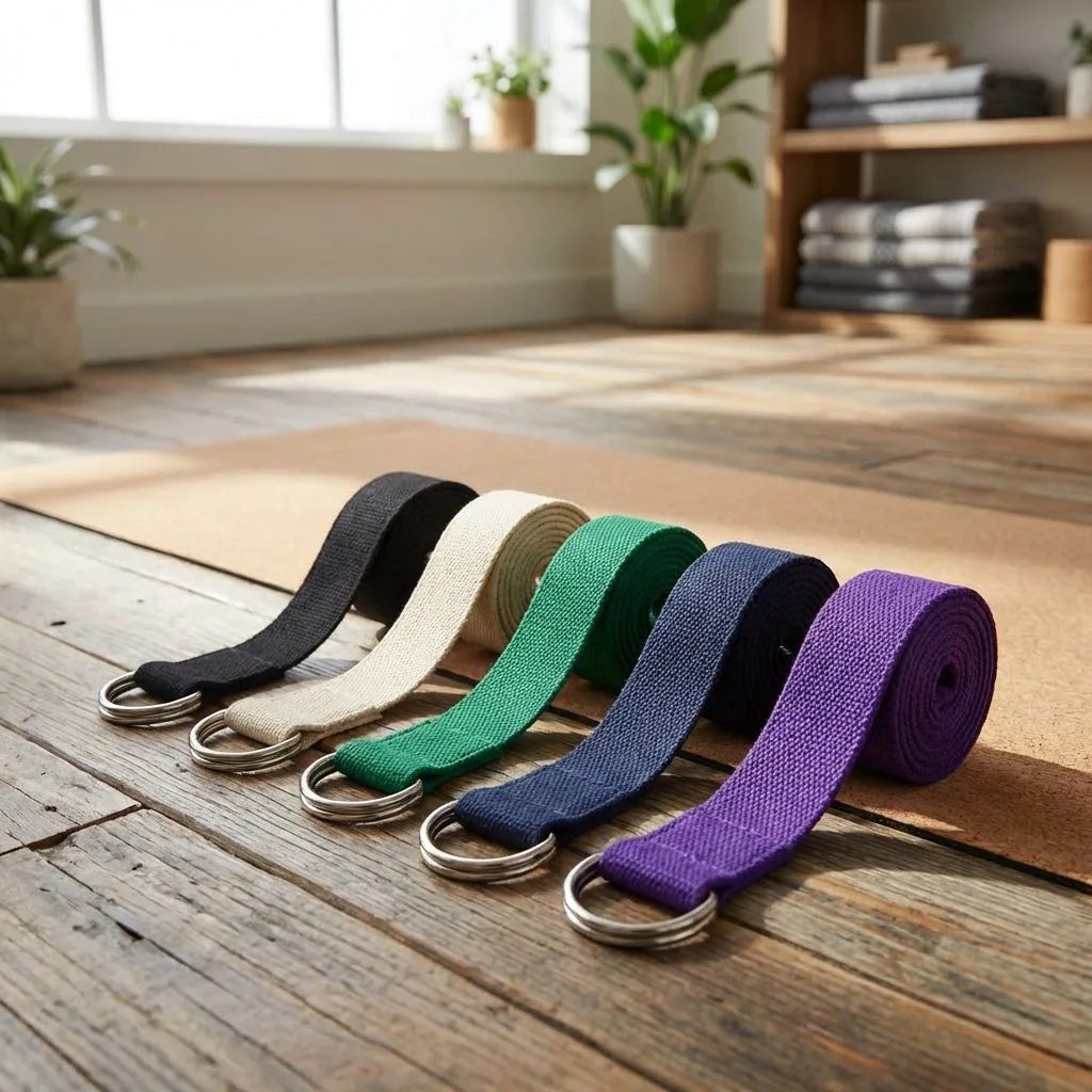 Cinghia yoga in cotone con fibbia D-Ring da 6 piedi