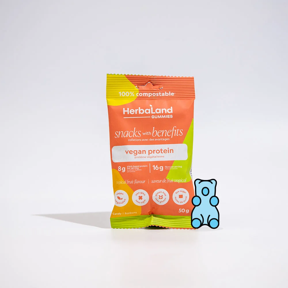 Herbaland Gummies – Tropické ovocné proteinové svačinky s benefity