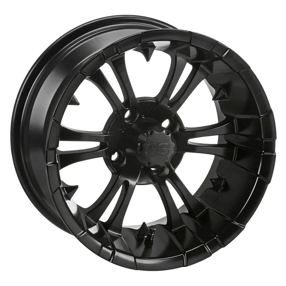 15" Vampire Matte Black Golf Cart Wheels - 15"x7" ET-15 Offset