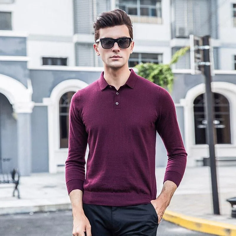 Lapel Collar Cashmere Turtleneck Sweater Mens
