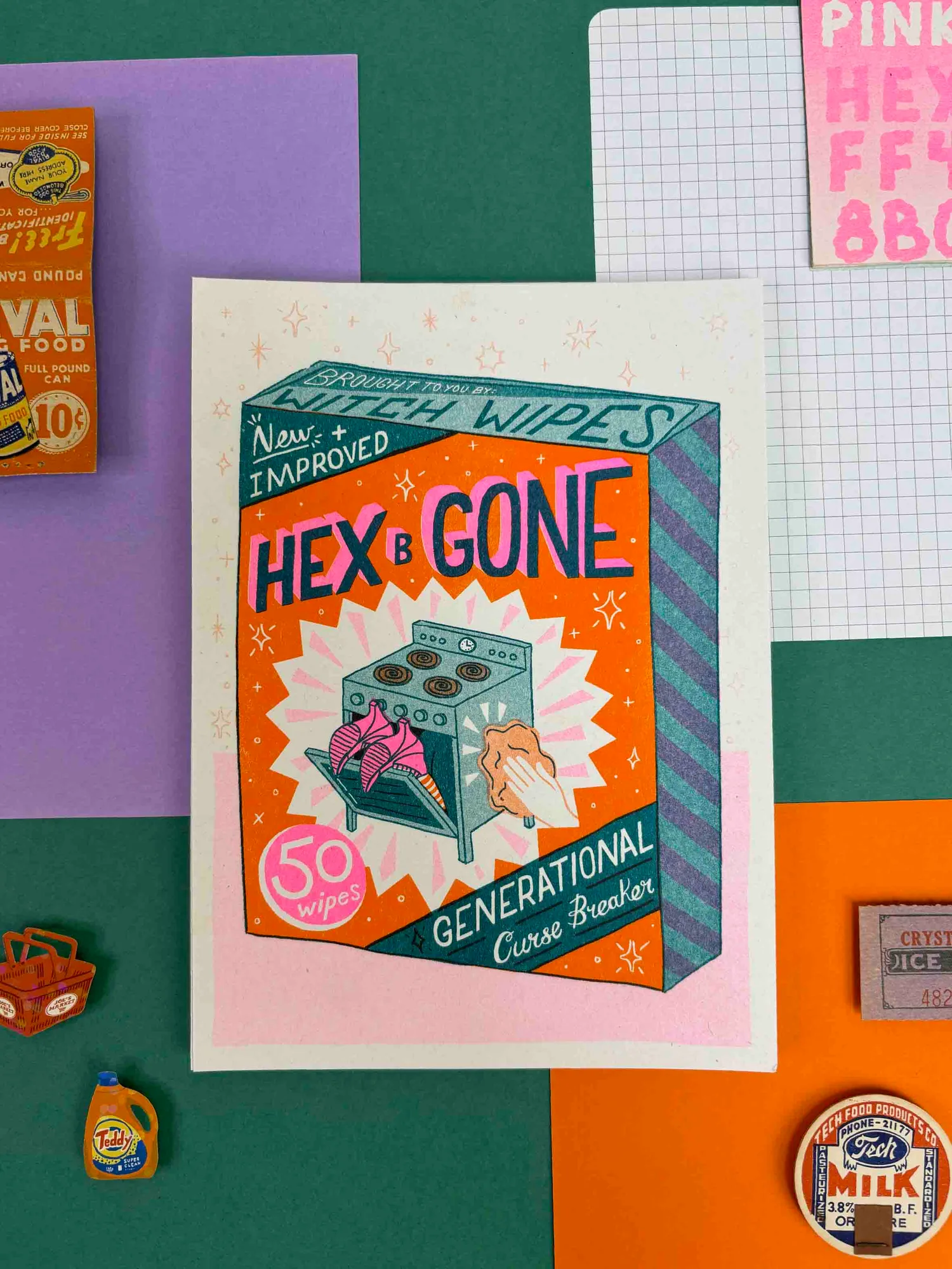 A5 Hex-B-Gone Risograph Print