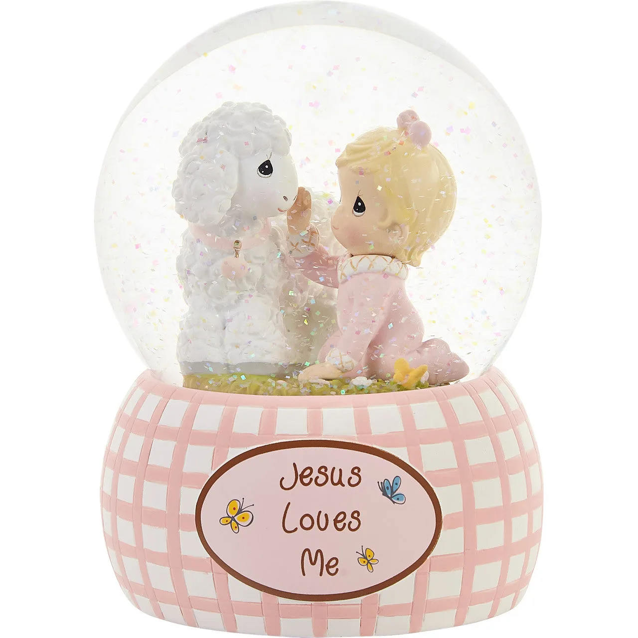 Jesus Loves Me Baby Girl Snow Globe