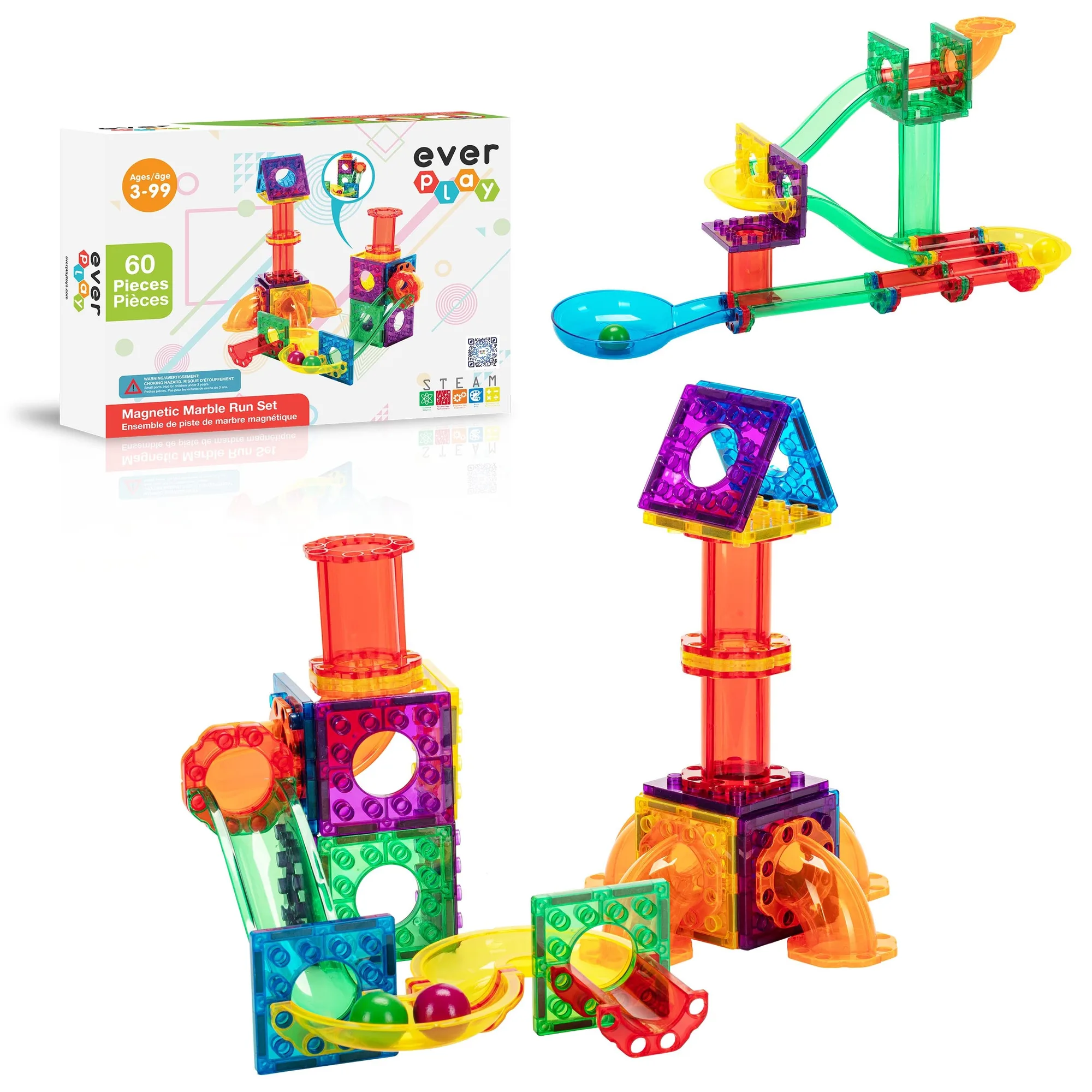 Everplay 60pc Marble Run Magnetic Building Toy Set