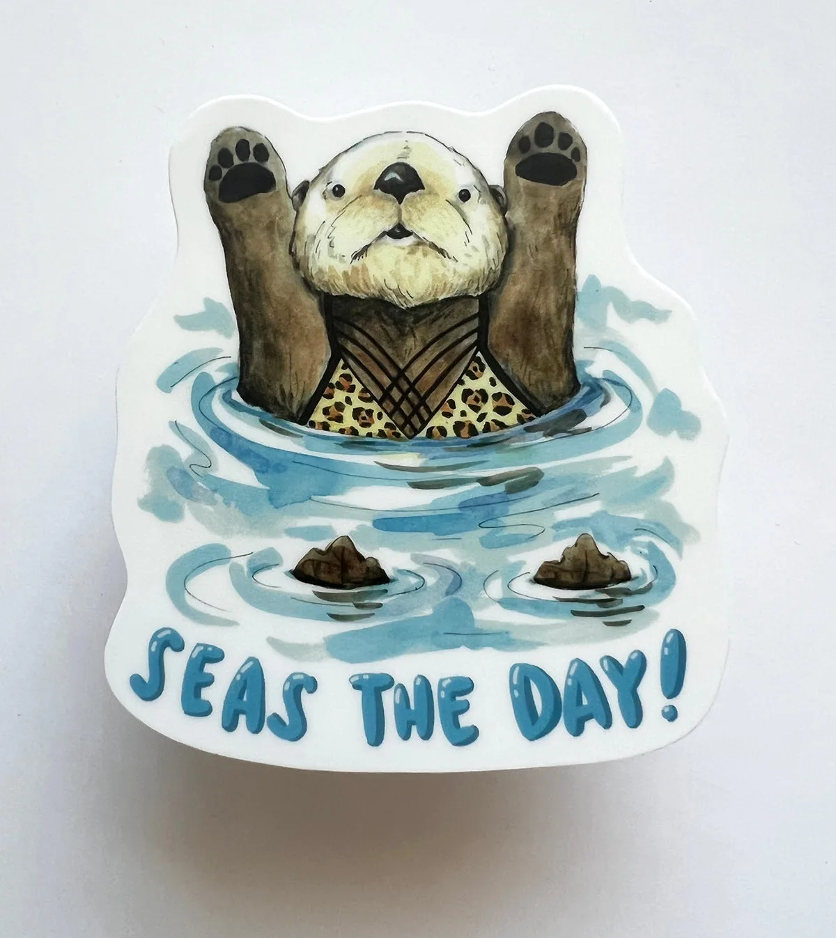 ملصق فينيل مقطوع قندس "Seas The Day" مقاوم للطقس