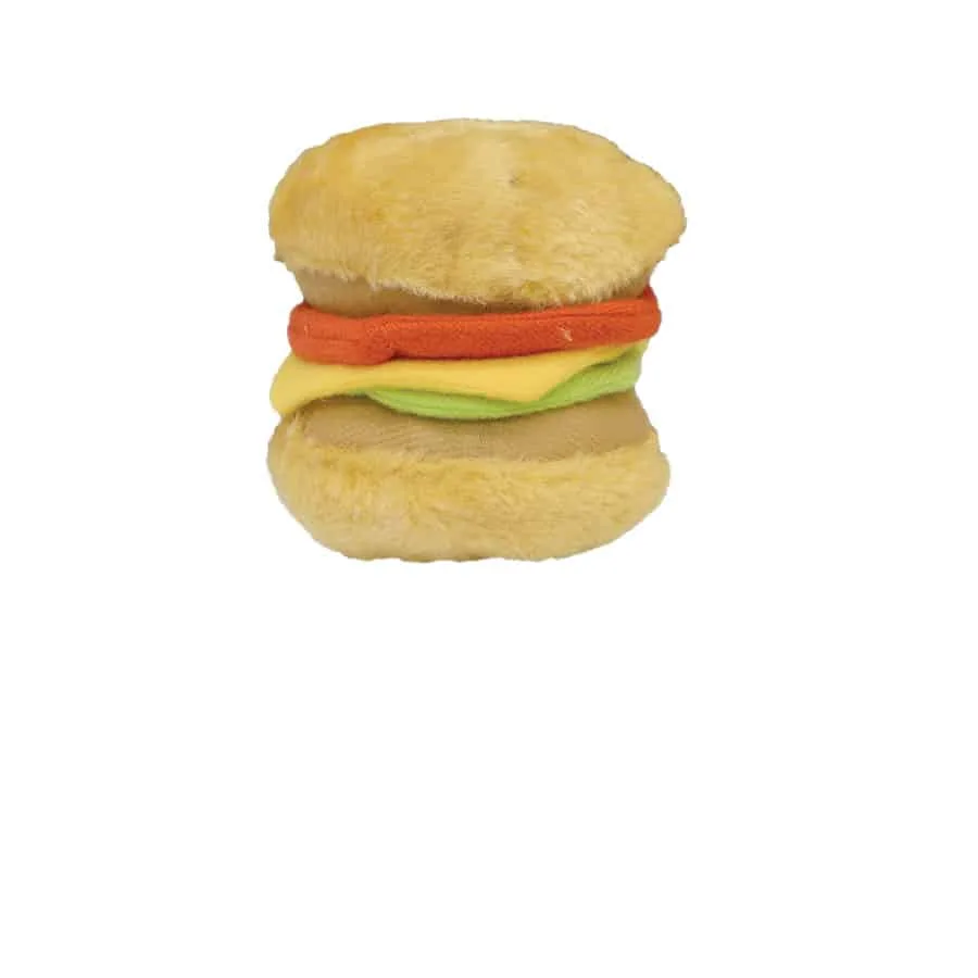 Plush Hamburger Dog Toy 5″