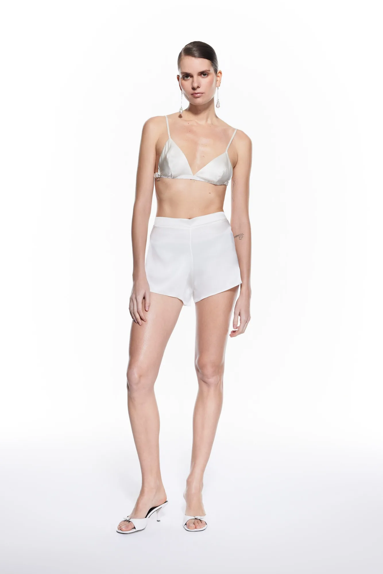 Luna Seiden-Shorts Braut Weiß
