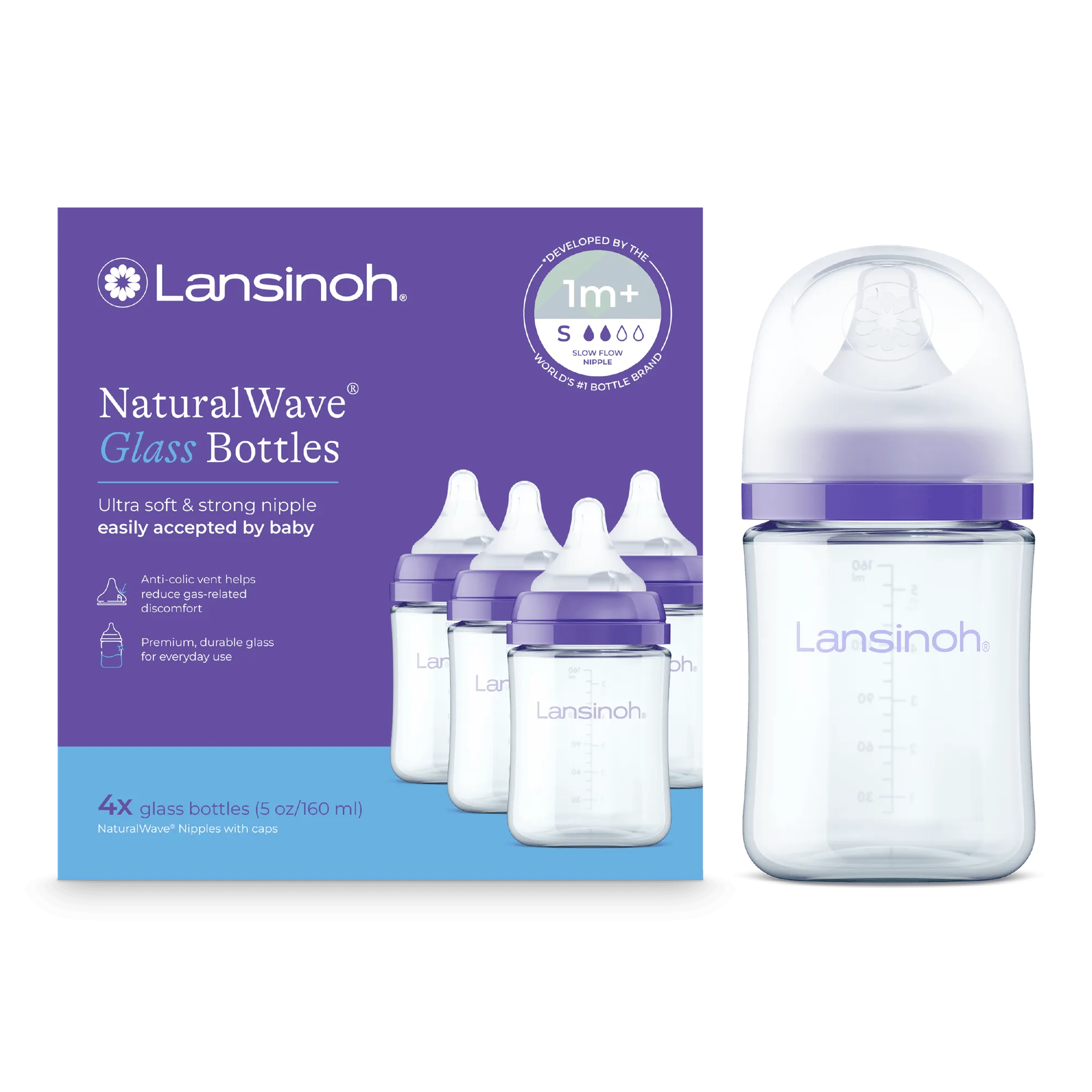 Glass Baby Bottles 5oz (4 pack)