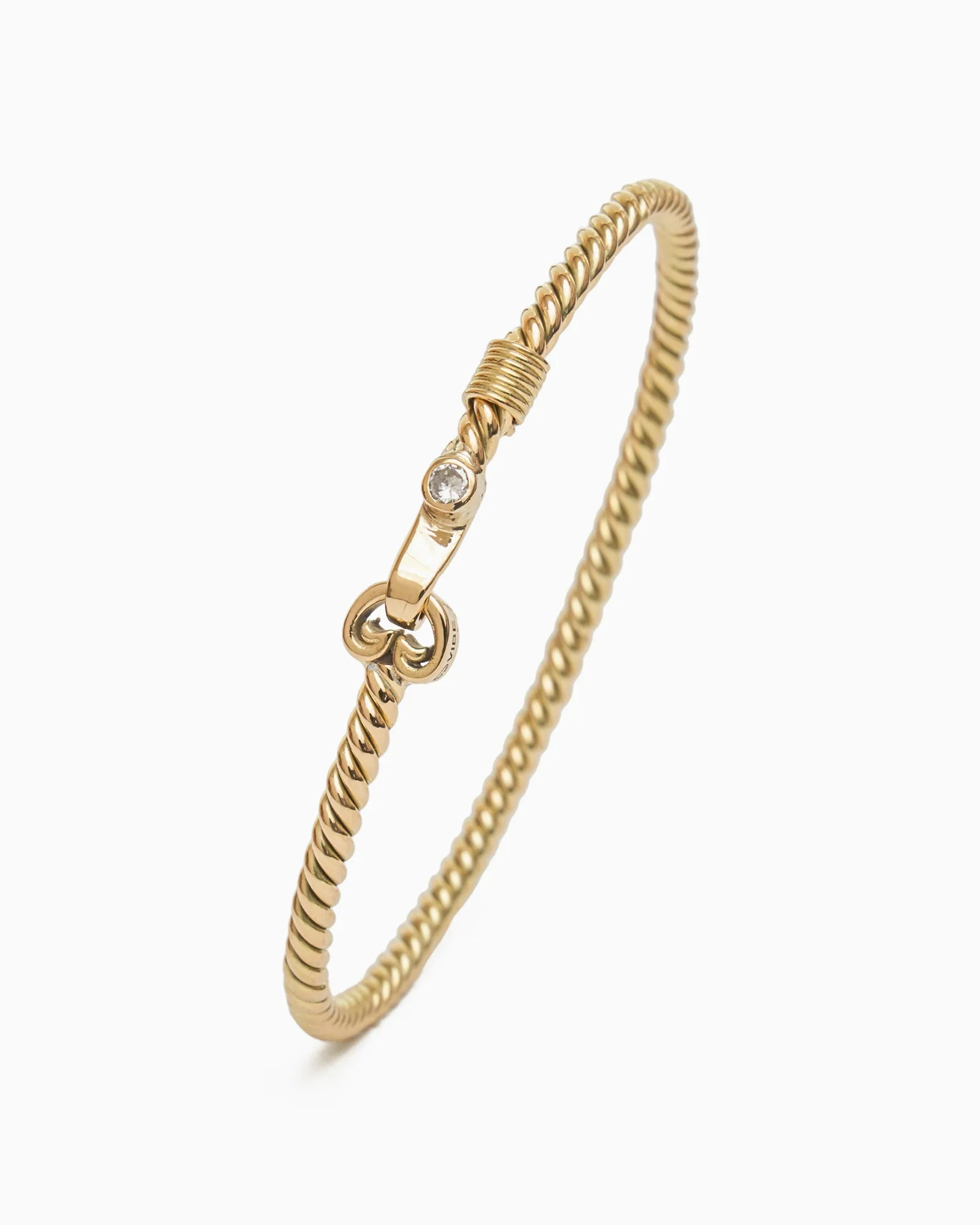 14K Gold Twisted Hook Bracelet with Diamond