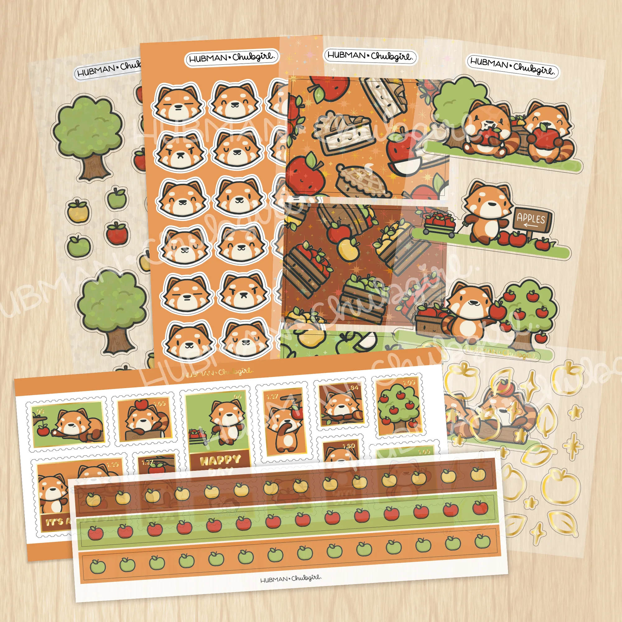 Pack d'autocollants variés Pandas d'Automne