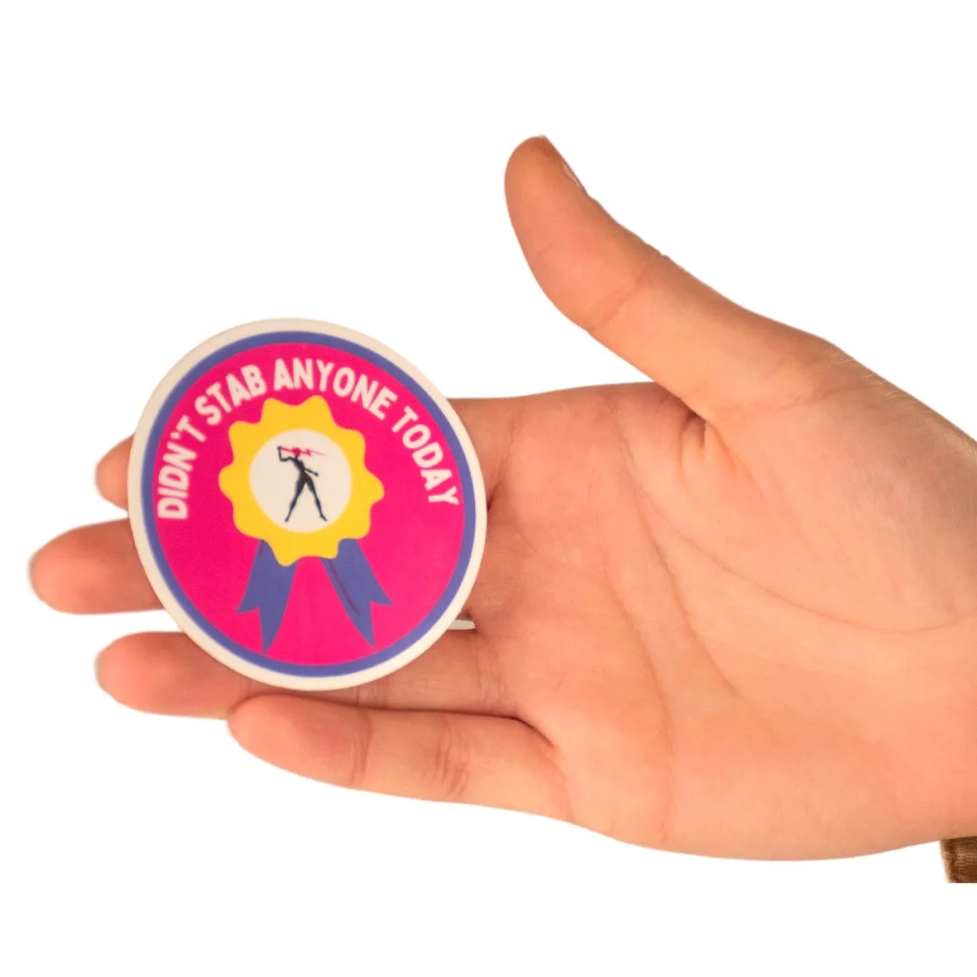 Didn’t Stab Anyone Sticker - Runner 2.5 Inch Sticker