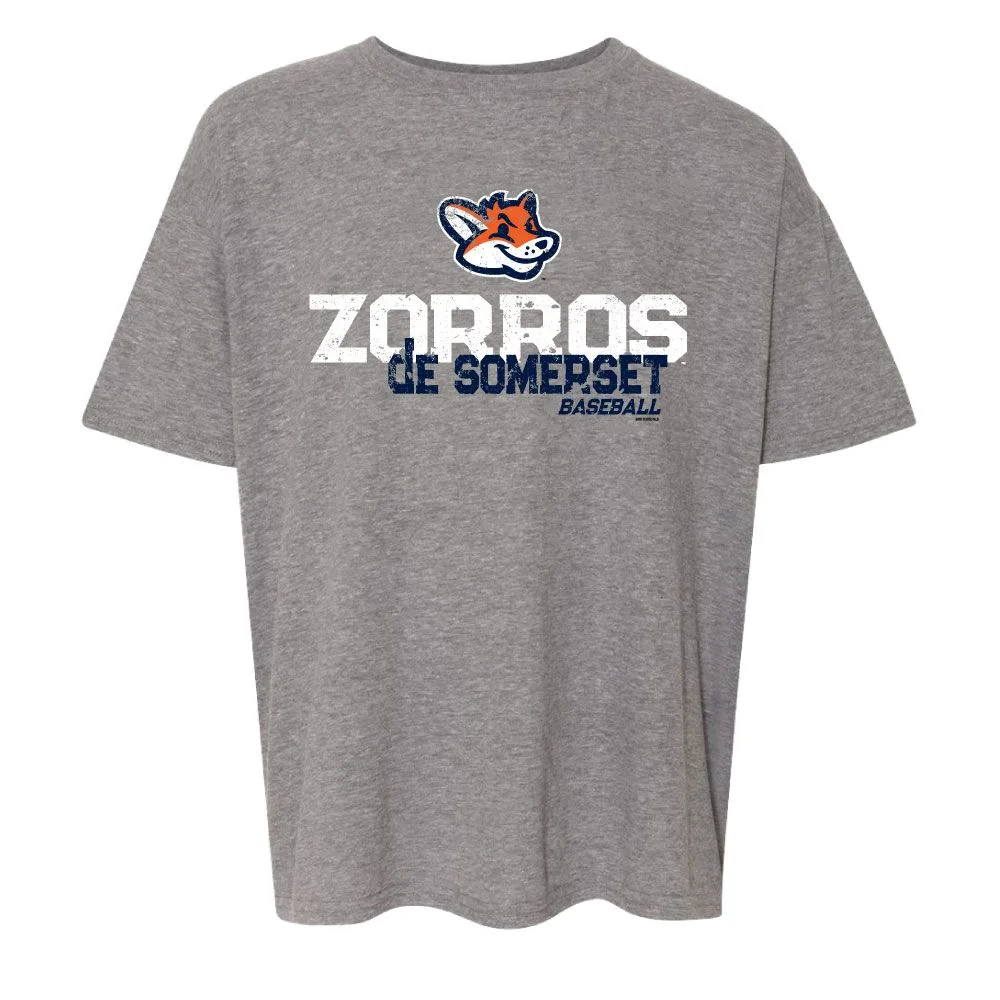 Somerset Patriots Youth SoftStyle Sport Grijs Zorros de Somerset Rotation Copa T-shirt