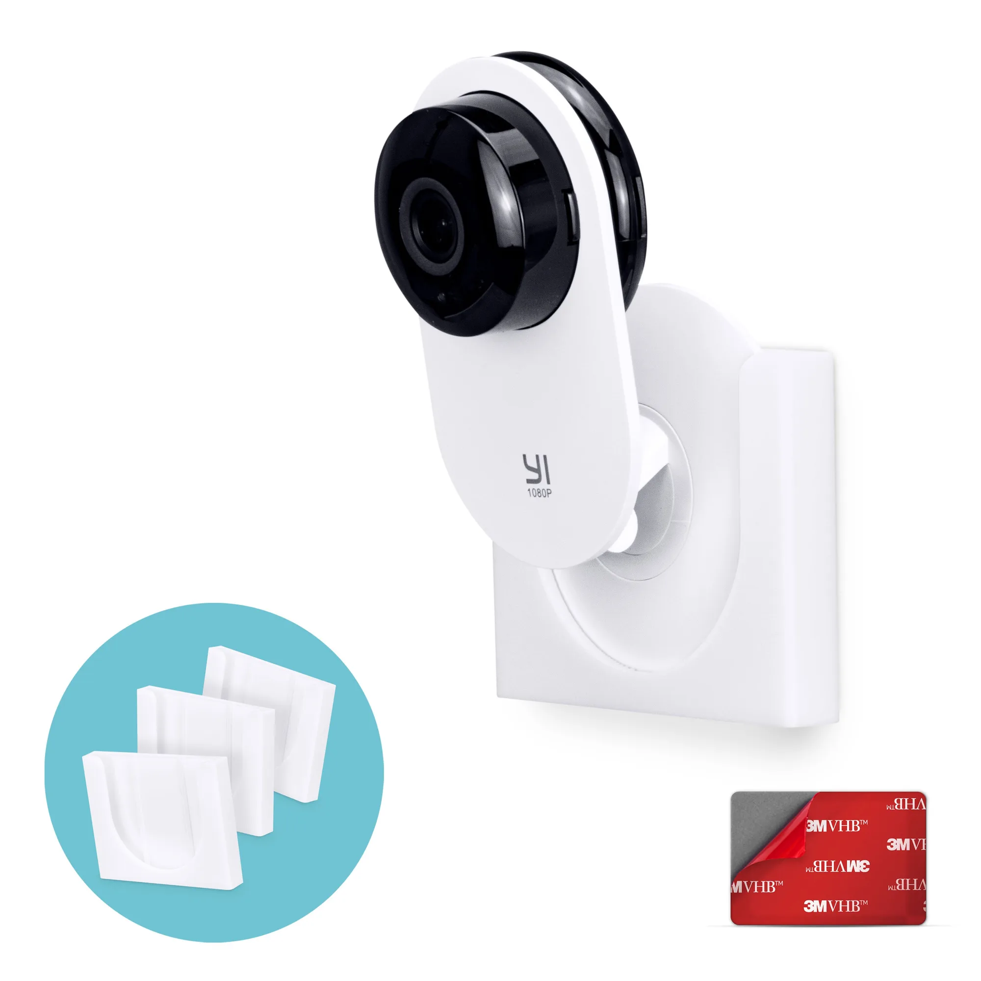 Wall Mount For YI Home (3 Pack) Security Camera - Adhesive Holder, No Hassle Bracket, Strong 3M VHB Tape, No Screws, No Mess Install (White)