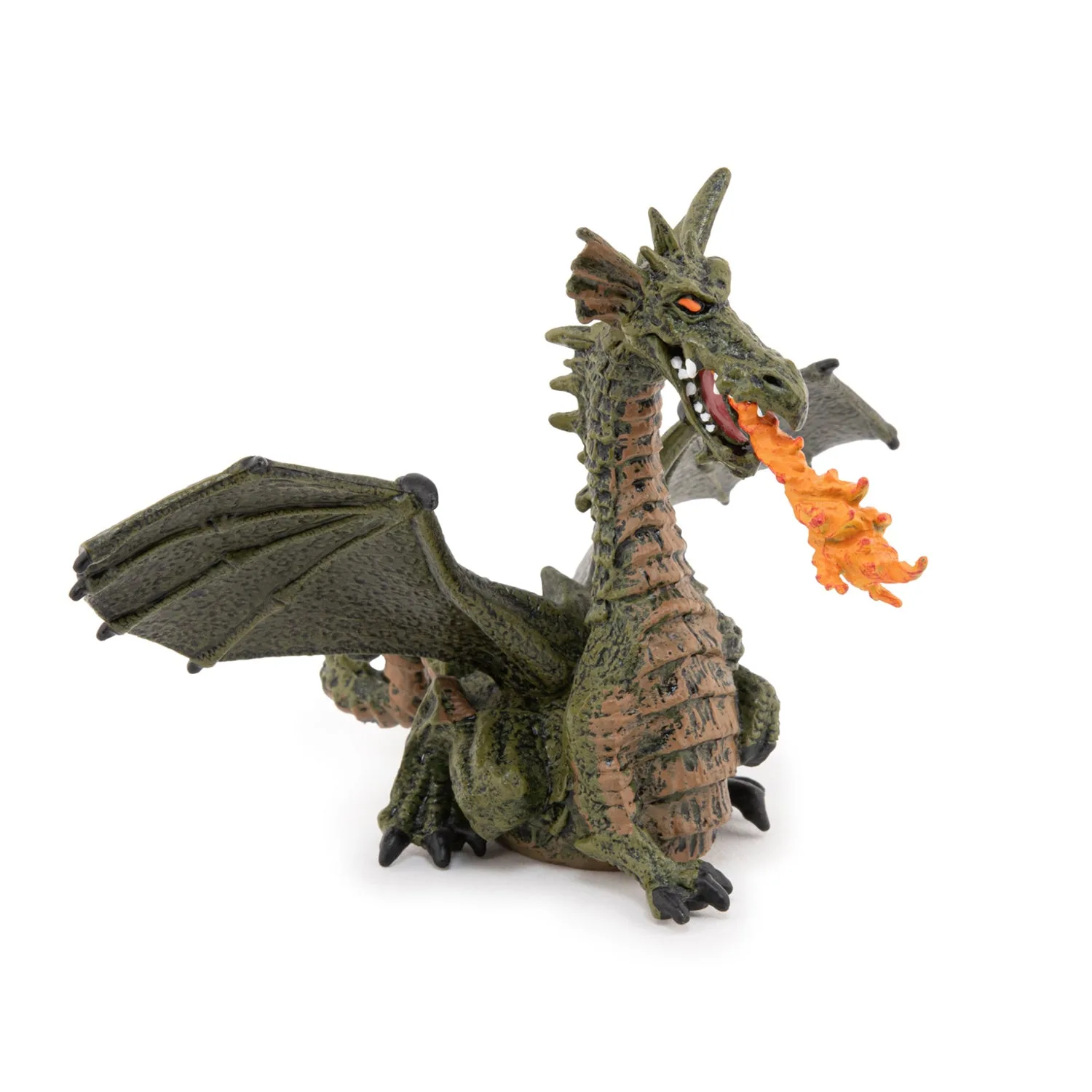 Grüner geflügelter Drache mit Flamme-Figur