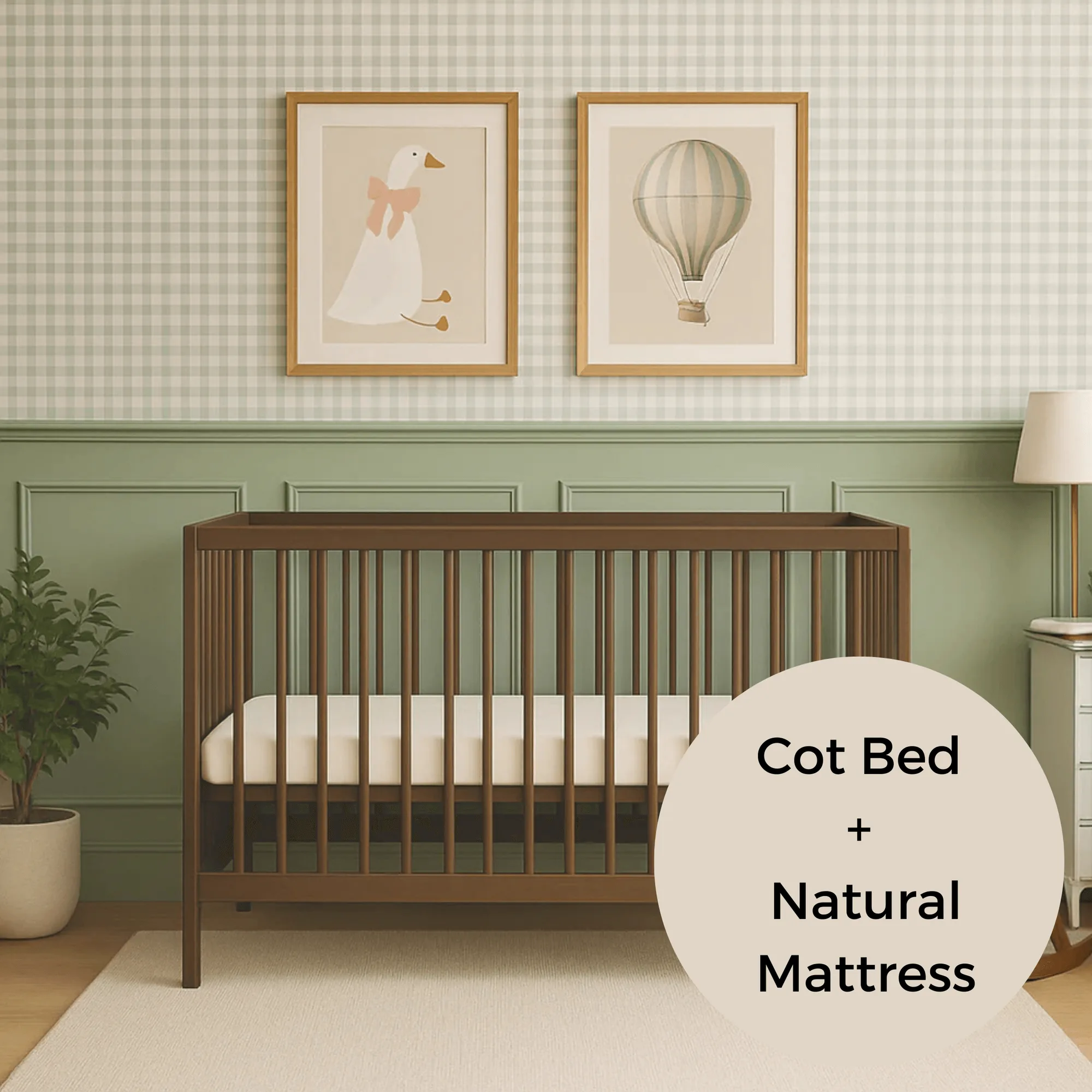 Mini Cot Bed With Natural Mattress - Walnut (120x60)