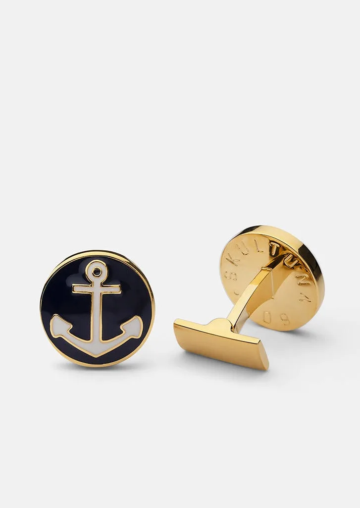 Anchor Gold Manschettknappar - Blå & Vit