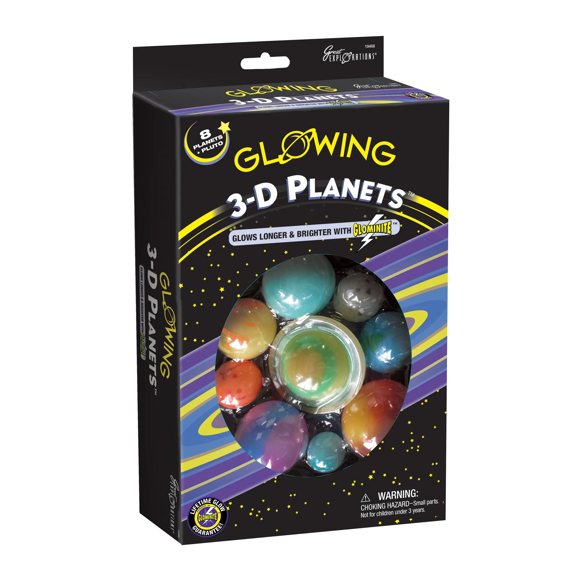 Glowing 3-D Planets