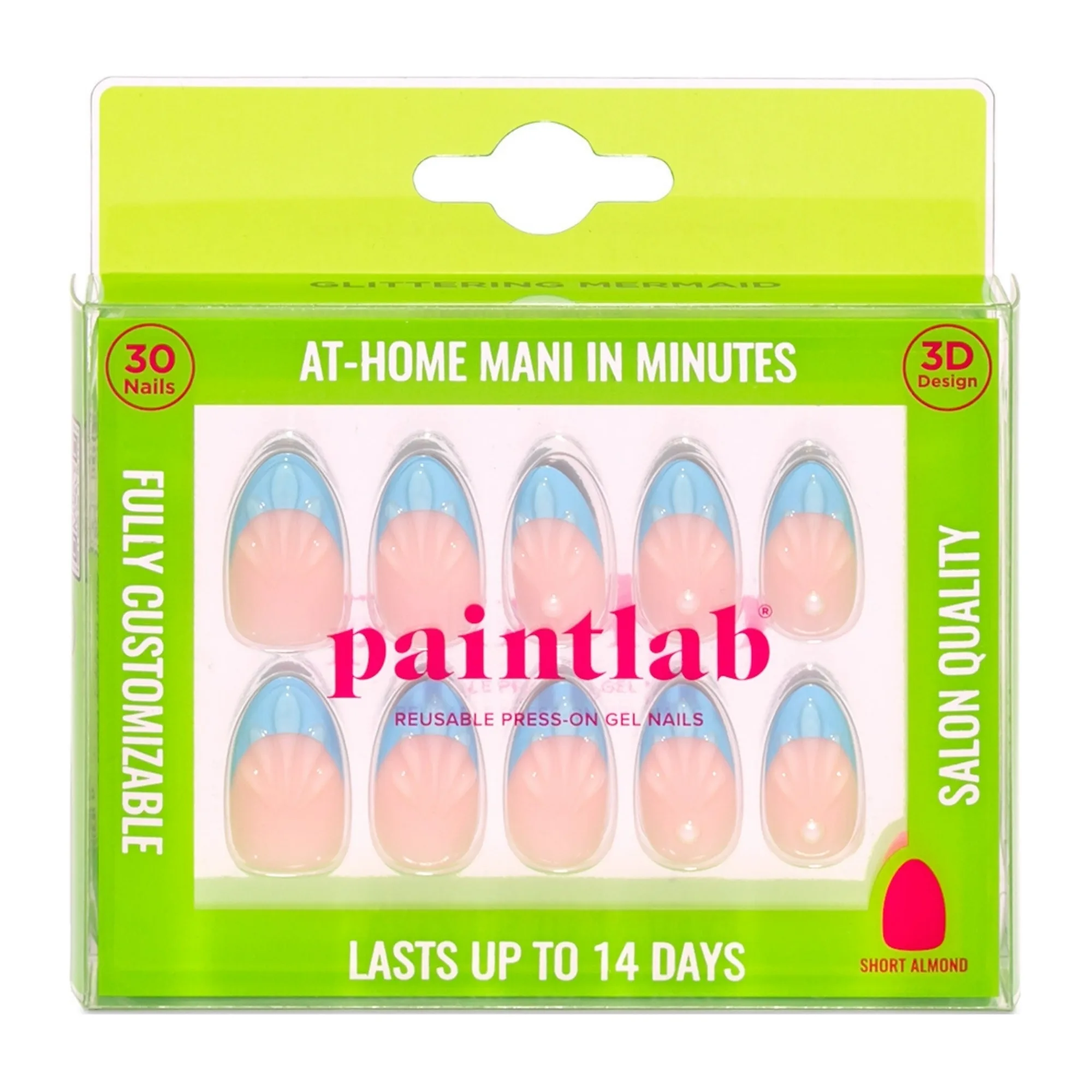 Glittering Mermaid Short Almond Press-On Nails