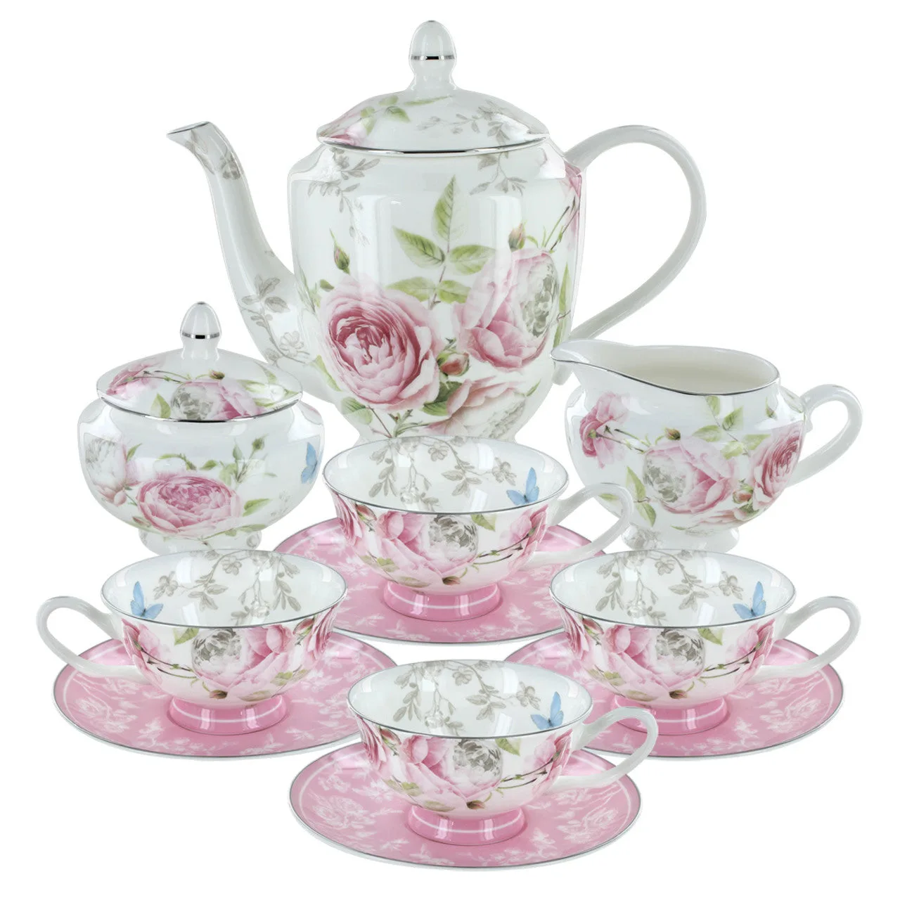 Beau Rose Bone China Tea Set