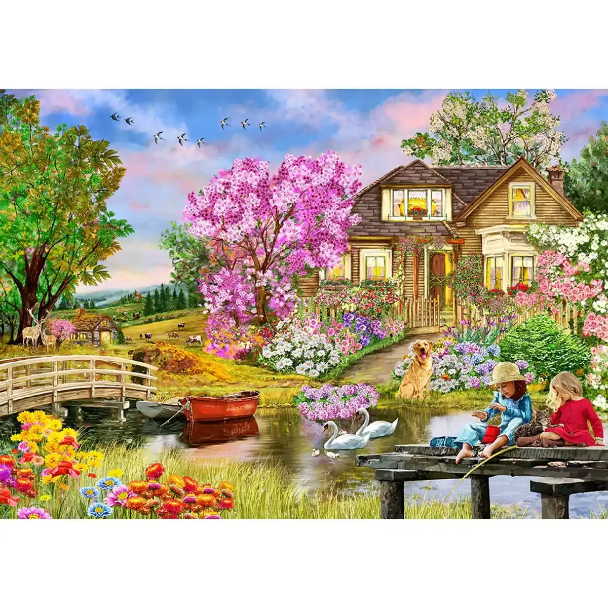 Spring Cottage 1000 Wooden Puzzle