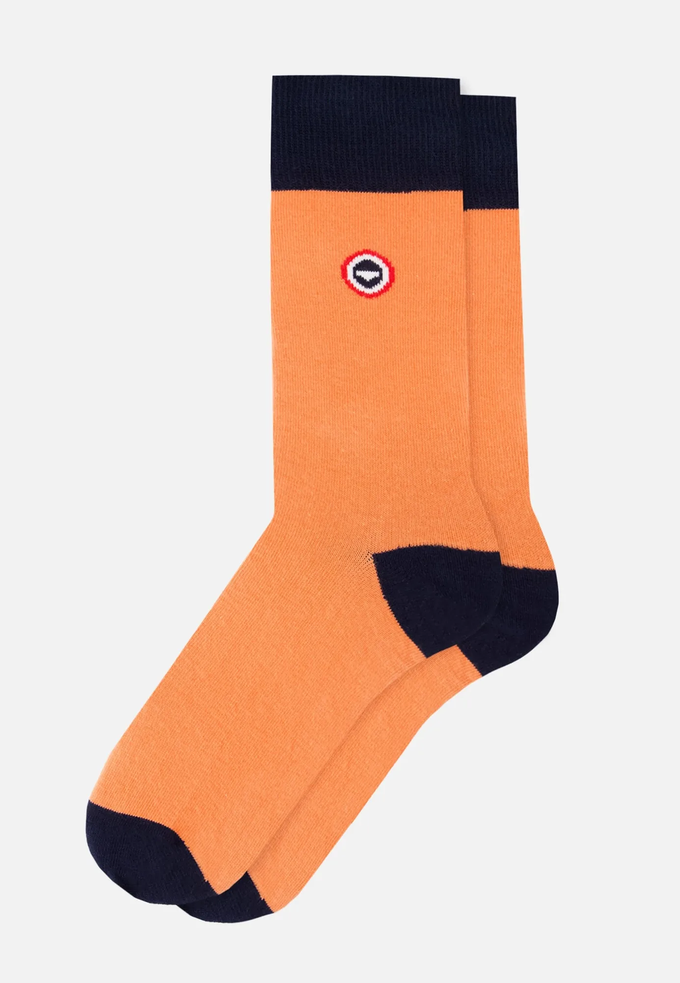 Orange Socken mit kontrastierender Spitze und Ferse: Styling-Tipps