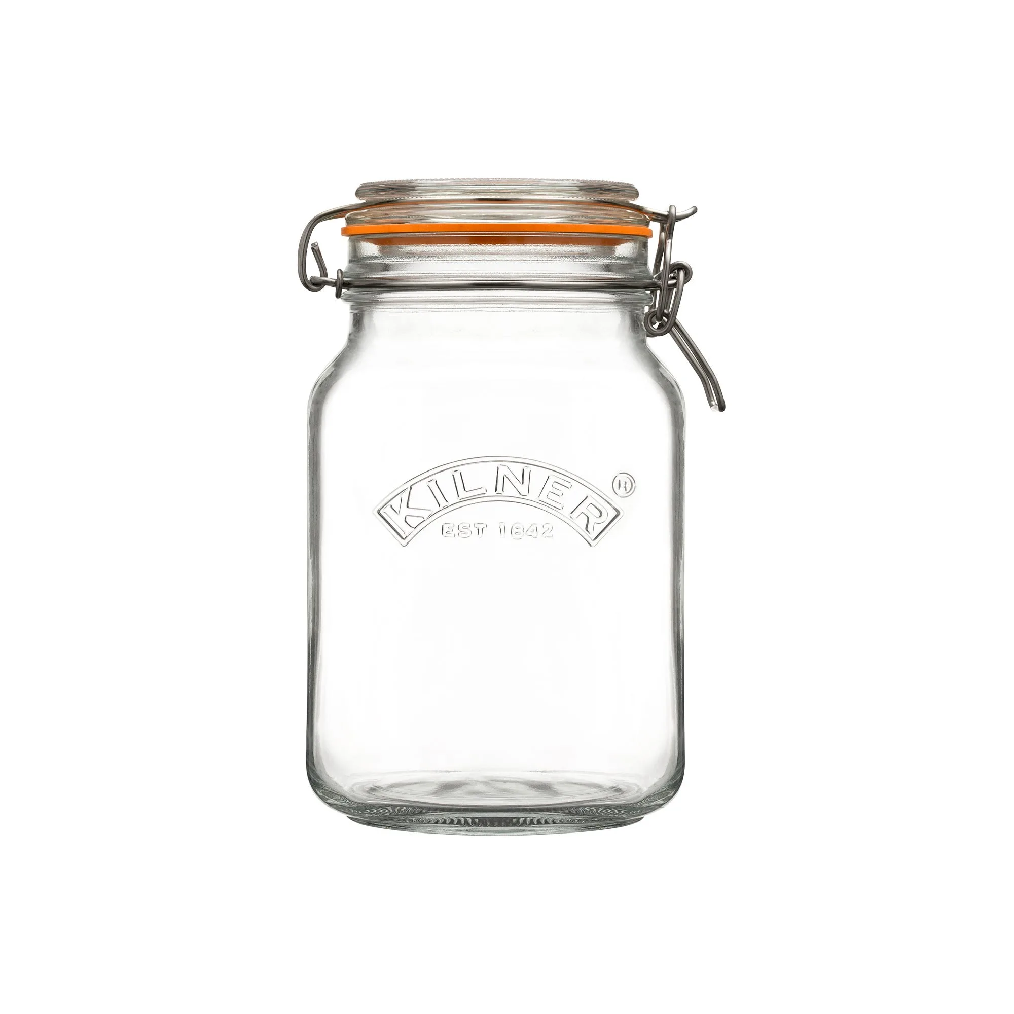 Hranatá skleněná sklenice s klipem - 0,5 l