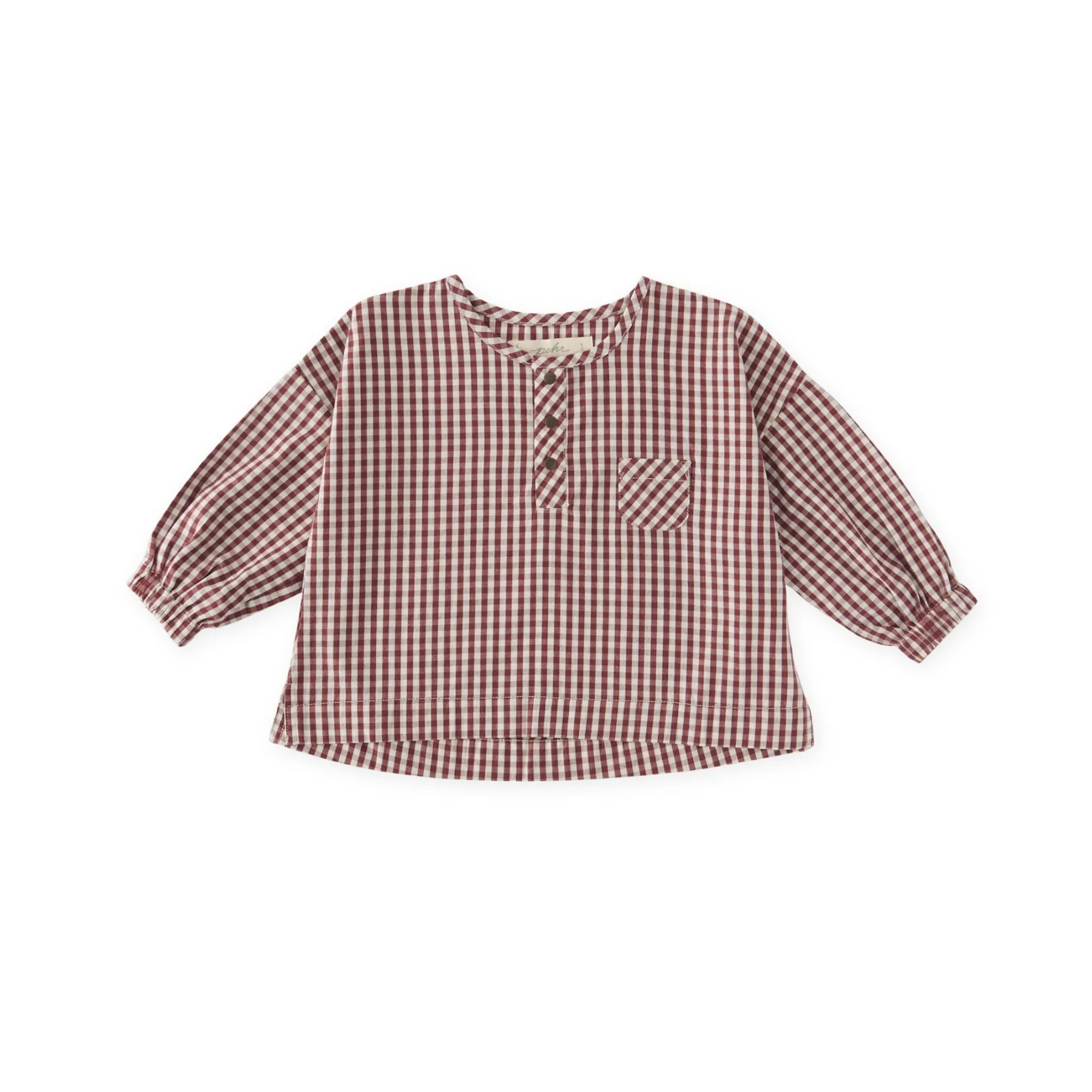 Top Gingham de Manga Comprida para Criança - Mulberry