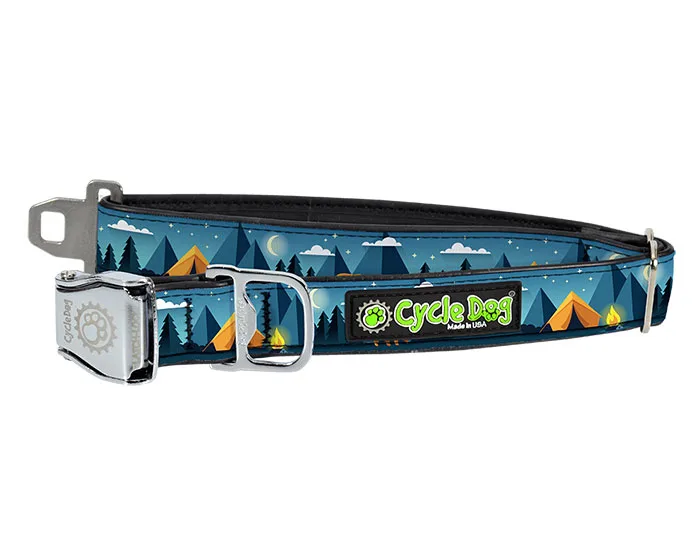 Blue Camping Dog Collar