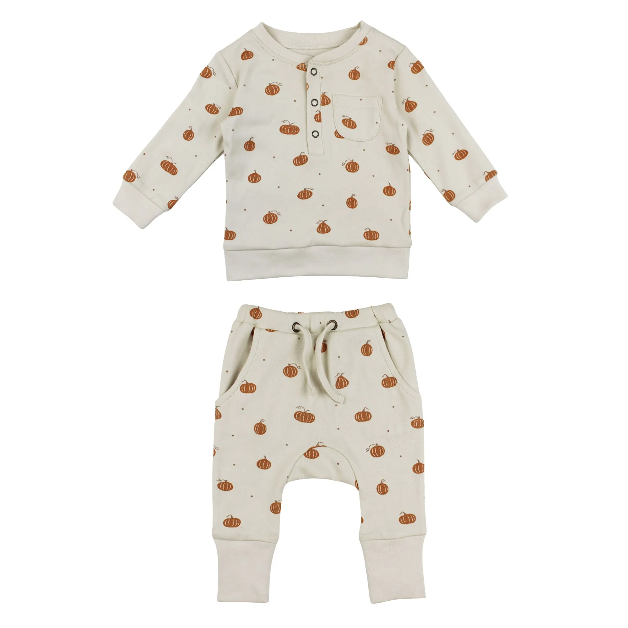 Especia de Calabaza | Set de Sudadera Henley y Pantalón Jogger Orgánico