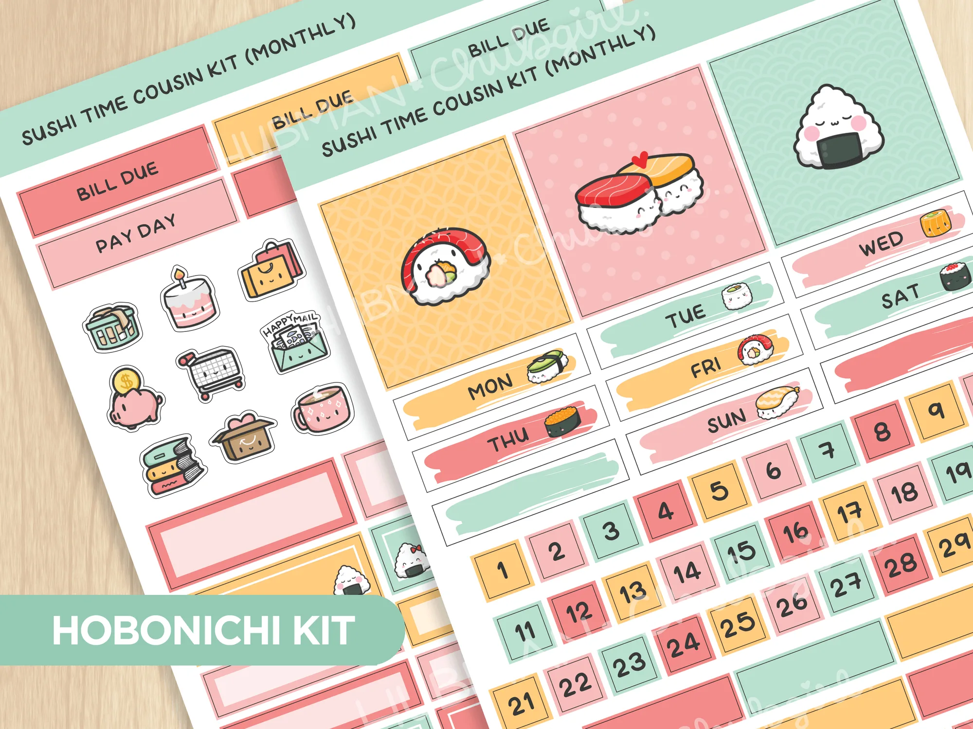 Sushi Time Thema Hobonichi Cousin Monatskit (2er Set)