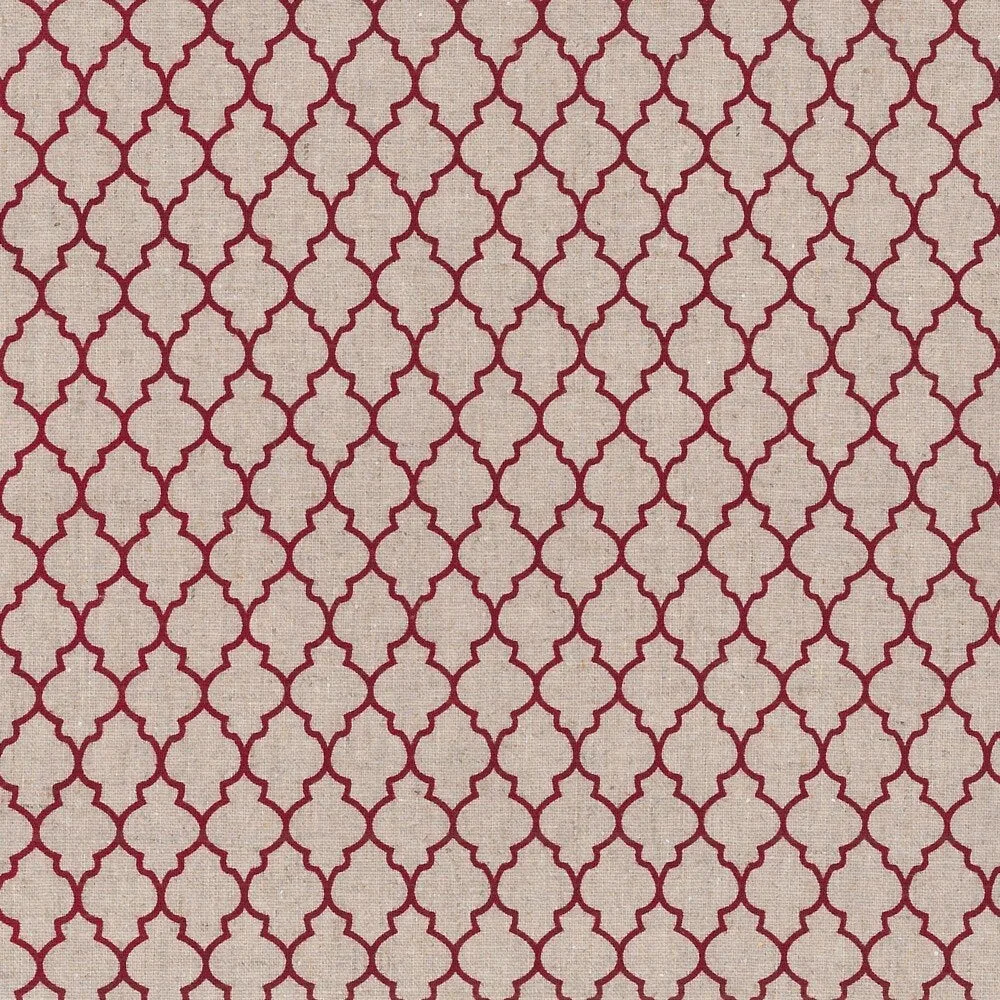 Shabby Chic Linen Red Quatrefoil (18-154) by Stof Fabrics