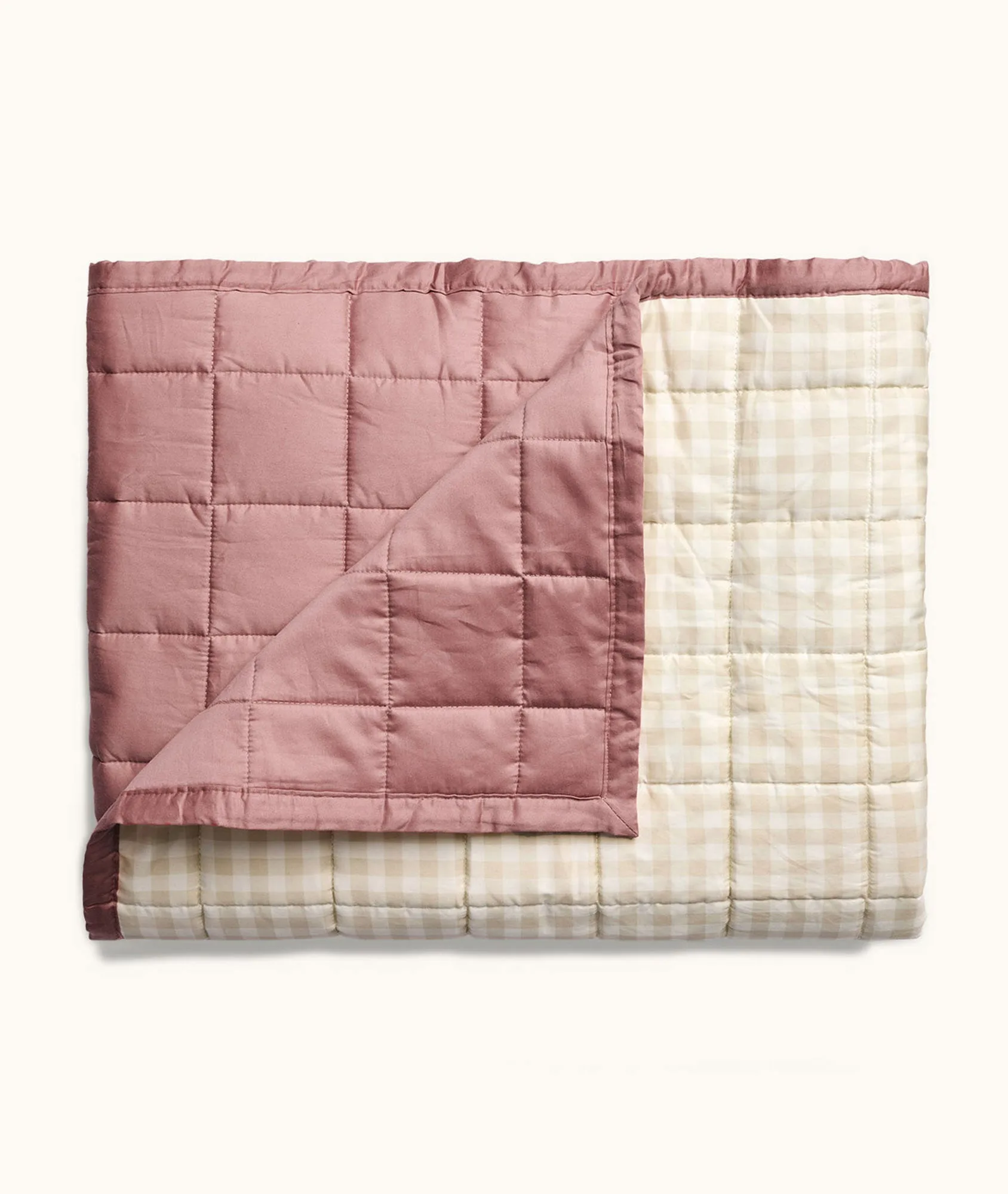 Quilted Coverlet Rosy Gingham