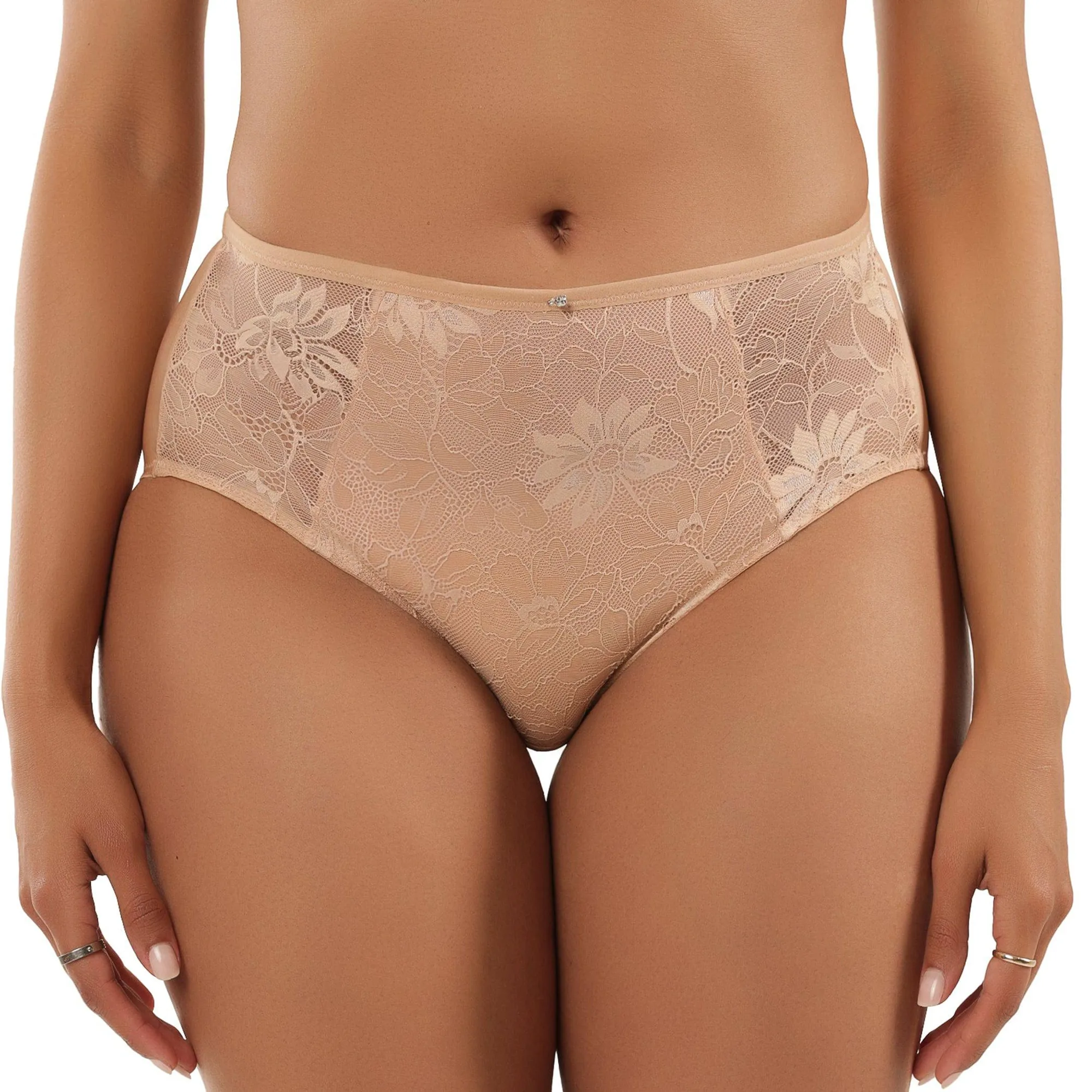 Braguita de cintura alta de encaje Luxlacy - Nude Verdadero