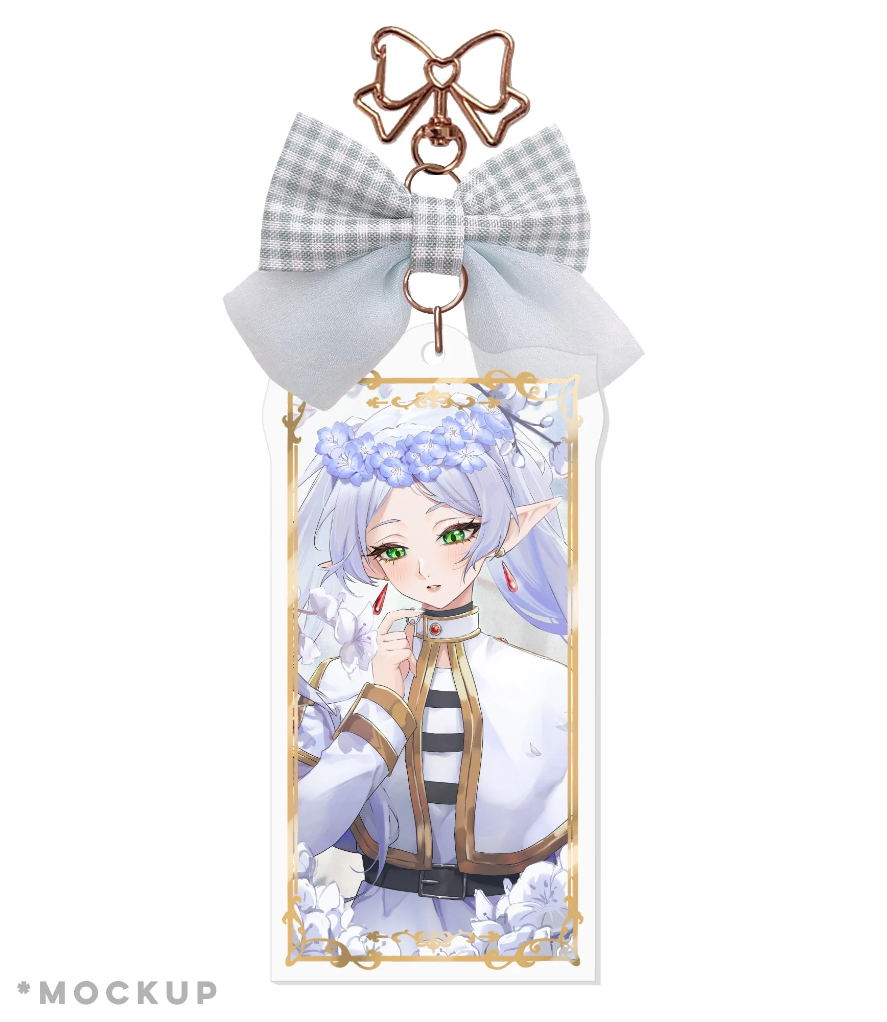 Frieren & Fern Ribbon Glitter and Gold Foil Keychain