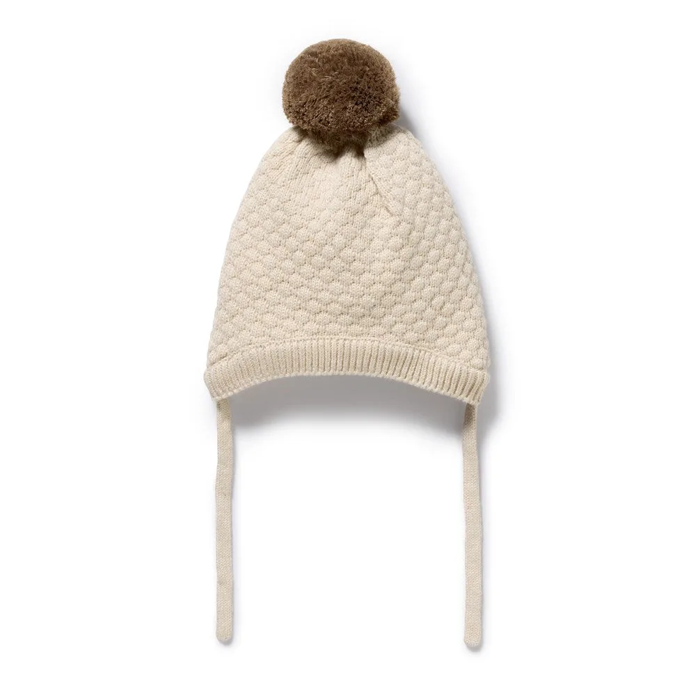 Cream Organic Knitted Bubble Bonnet