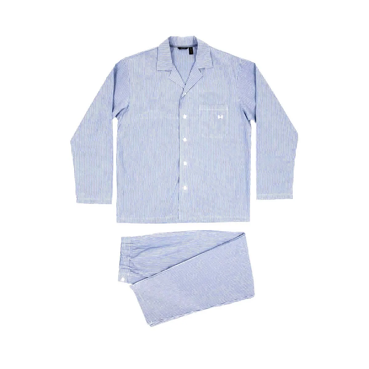 Dreams Long Woven Pajama Set | Blue 401098-00BI