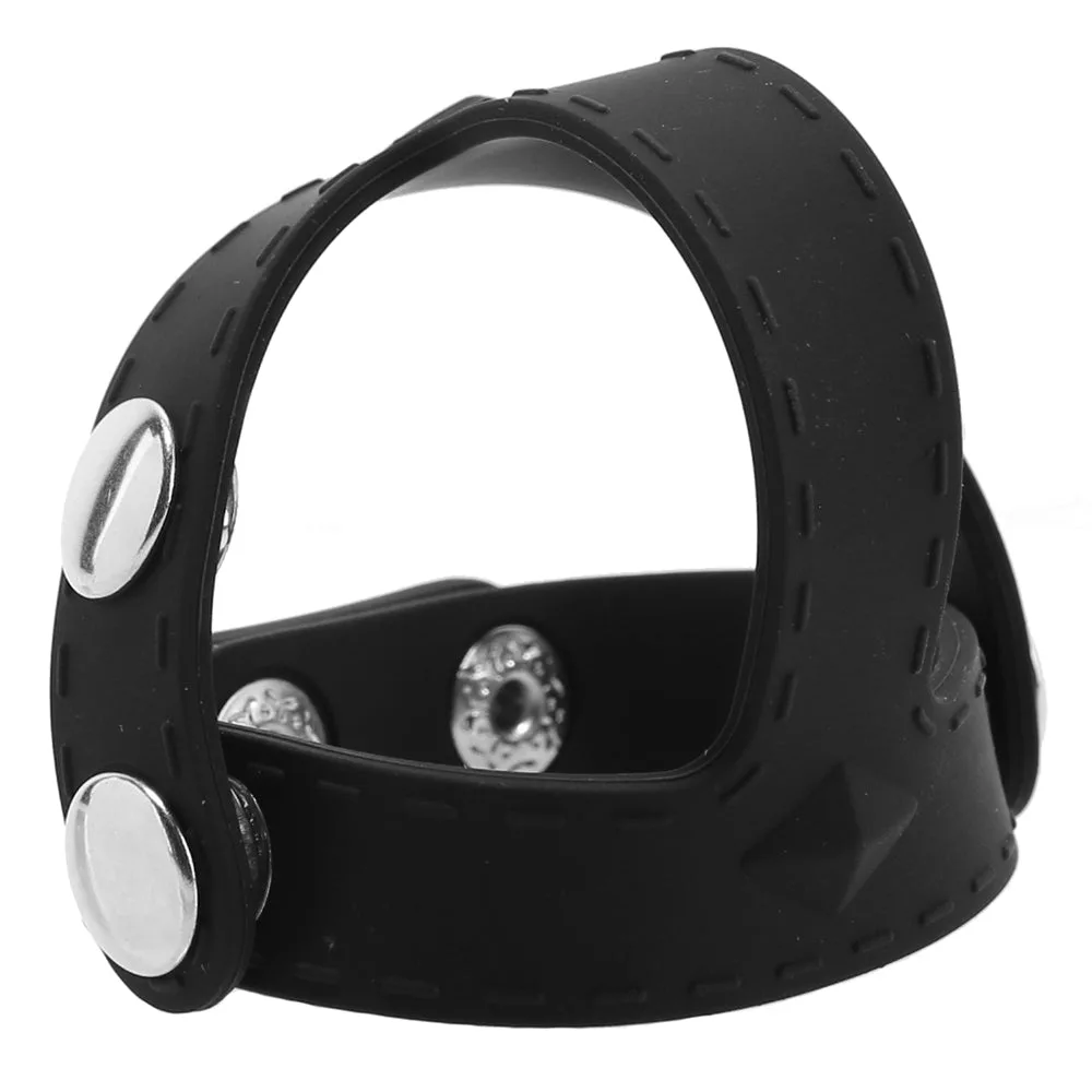 Blue Line Silicone T-style Cock Ring With Ball Divider