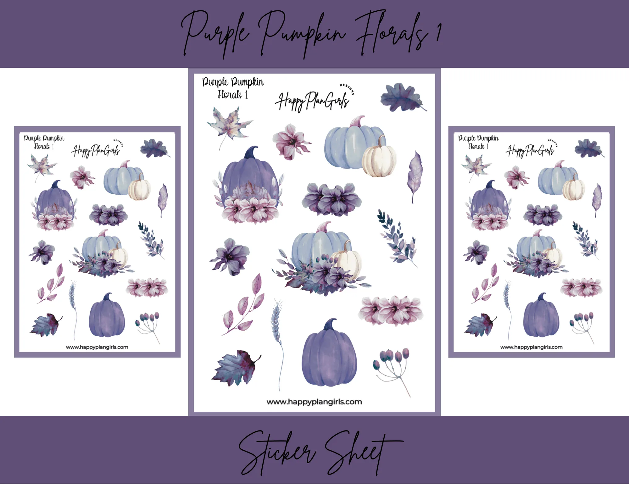 Lámina de pegatinas Purple Pumpkin Florals: ideas de decoración otoñal