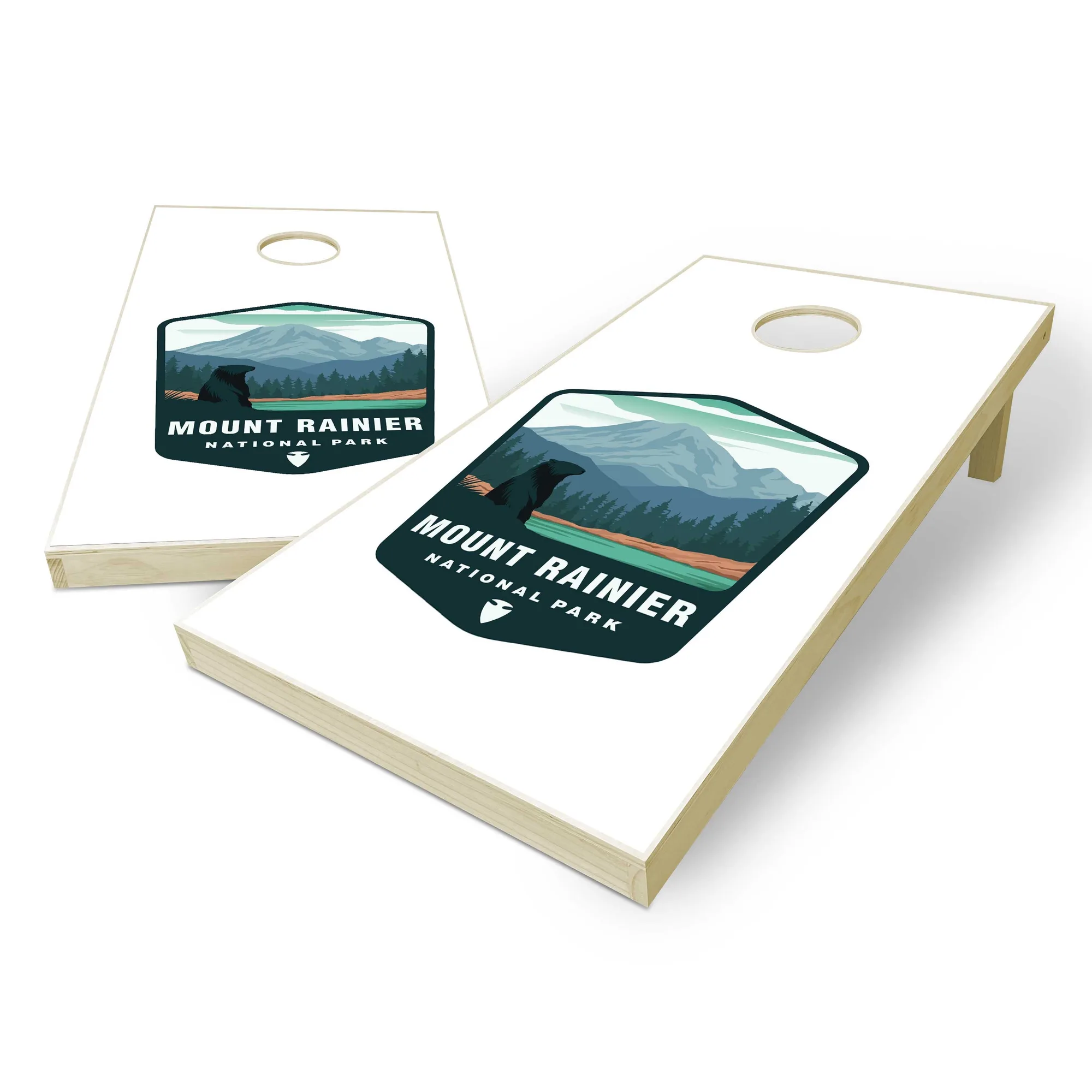 Mount Rainier vs Glacier National Park Cornhole Boards