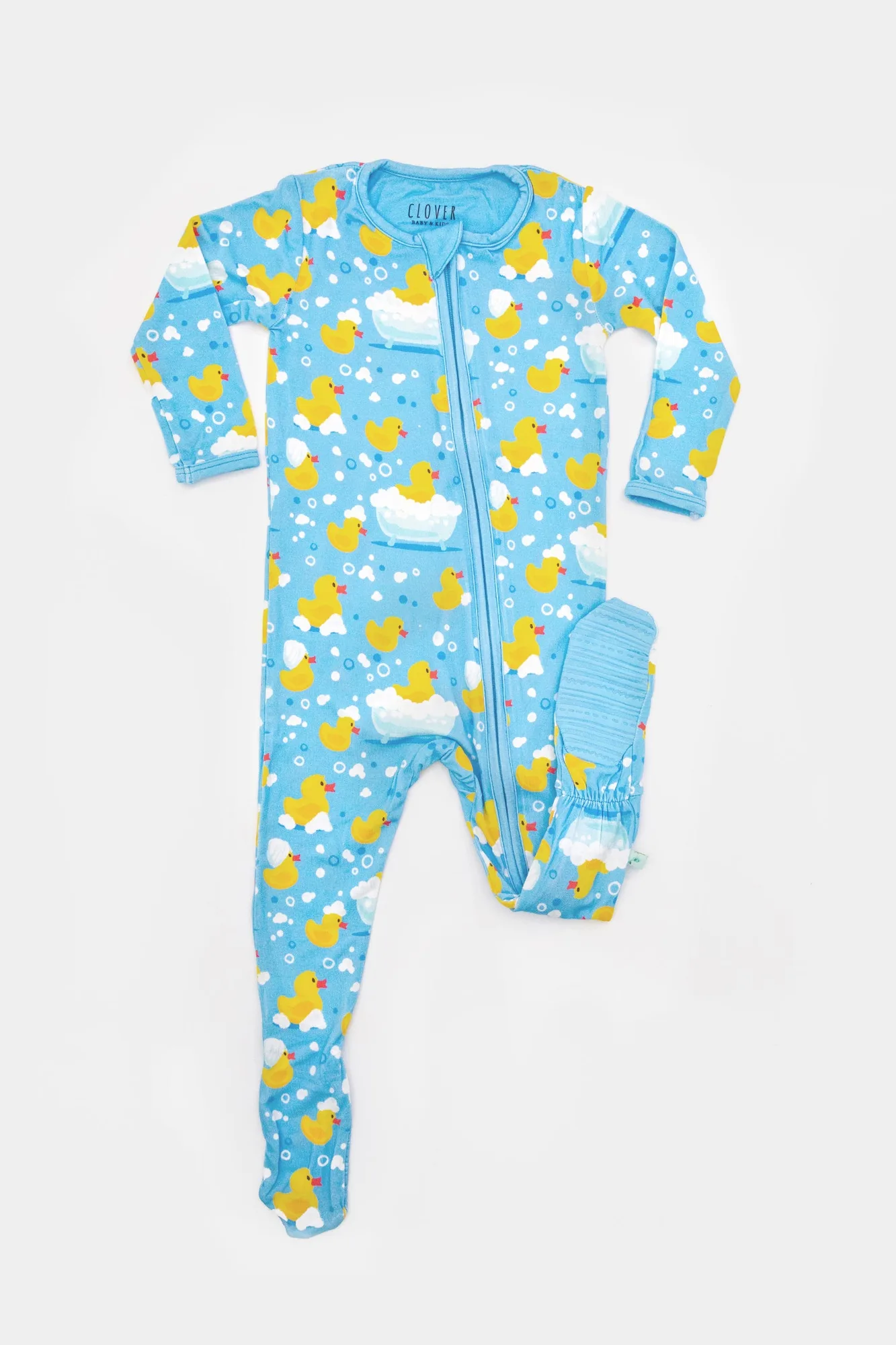 Soft & Stretchy Zipper Footie - Rubber Duckies