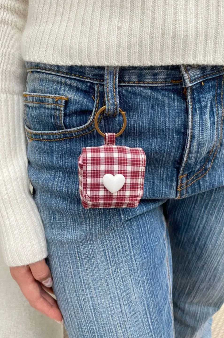 Porte-clés mini sac à carreaux