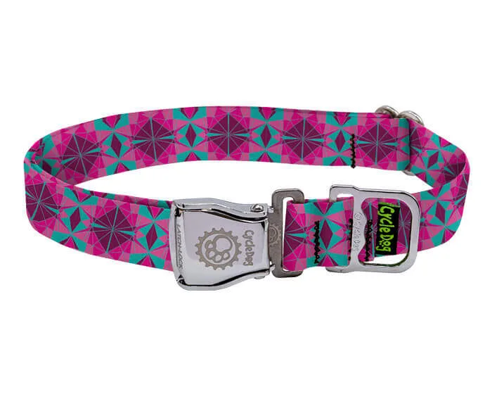 Ecoweave Fuchsia Teal Kaleidoscope Dog Collar