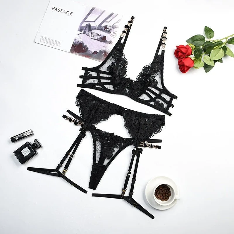 Elegant Black Lace Lingerie Set