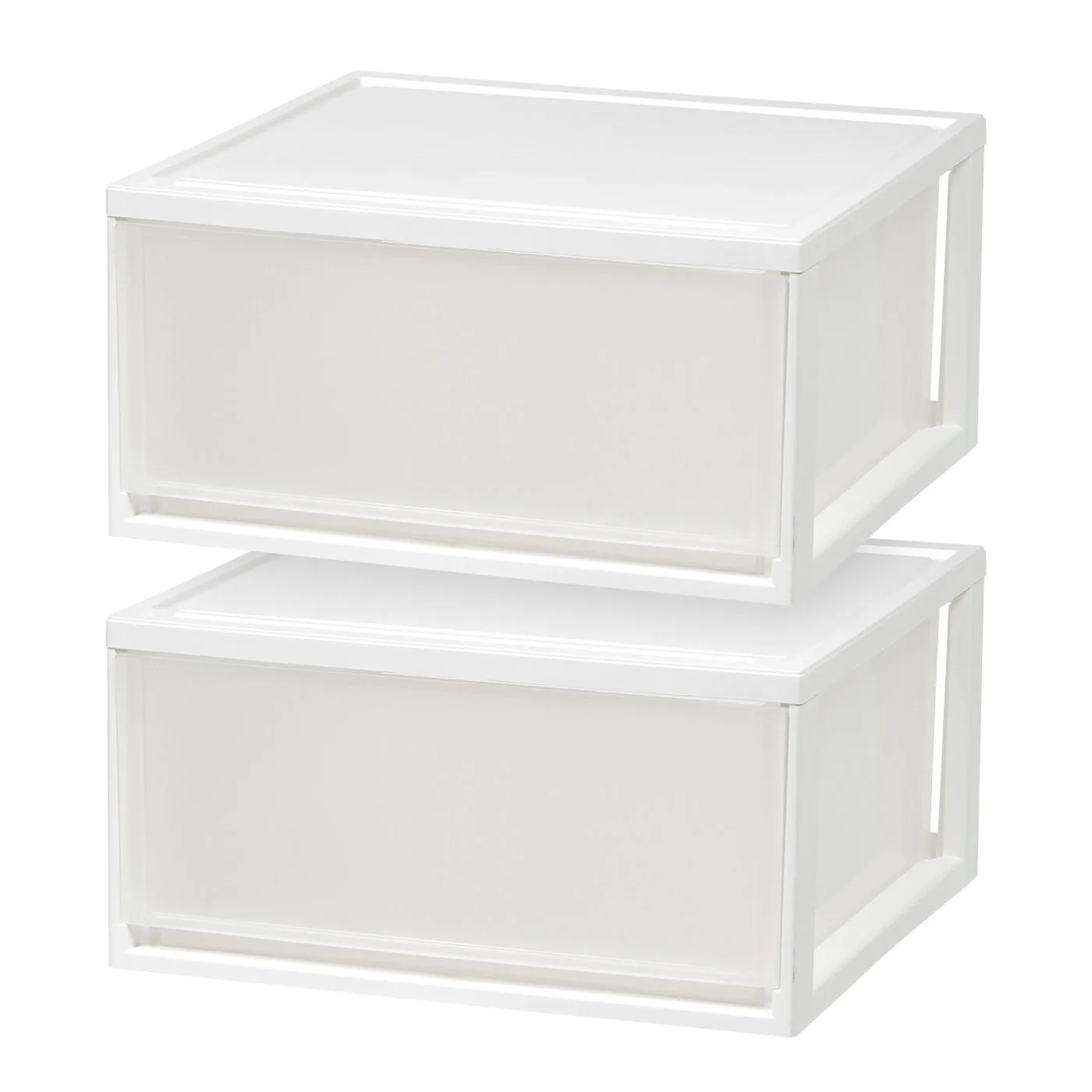Unité de tiroirs en plastique empilables, compacte, 47 quarts, blanc, lot de 2