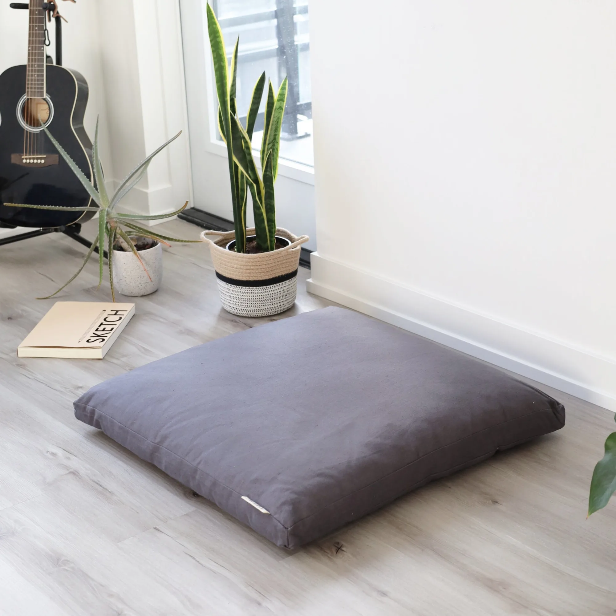 Esterilla de meditación natural y orgánica Zabuton | Gris sombra