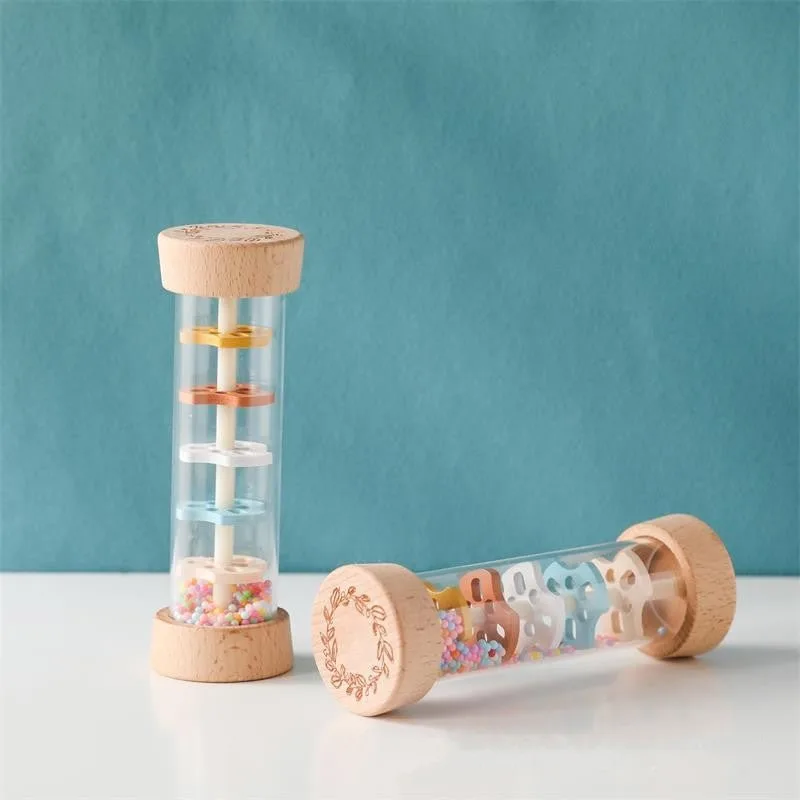 Wooden Rain Sound Cylinder: Montessori Sensory Toy for Auditory Development