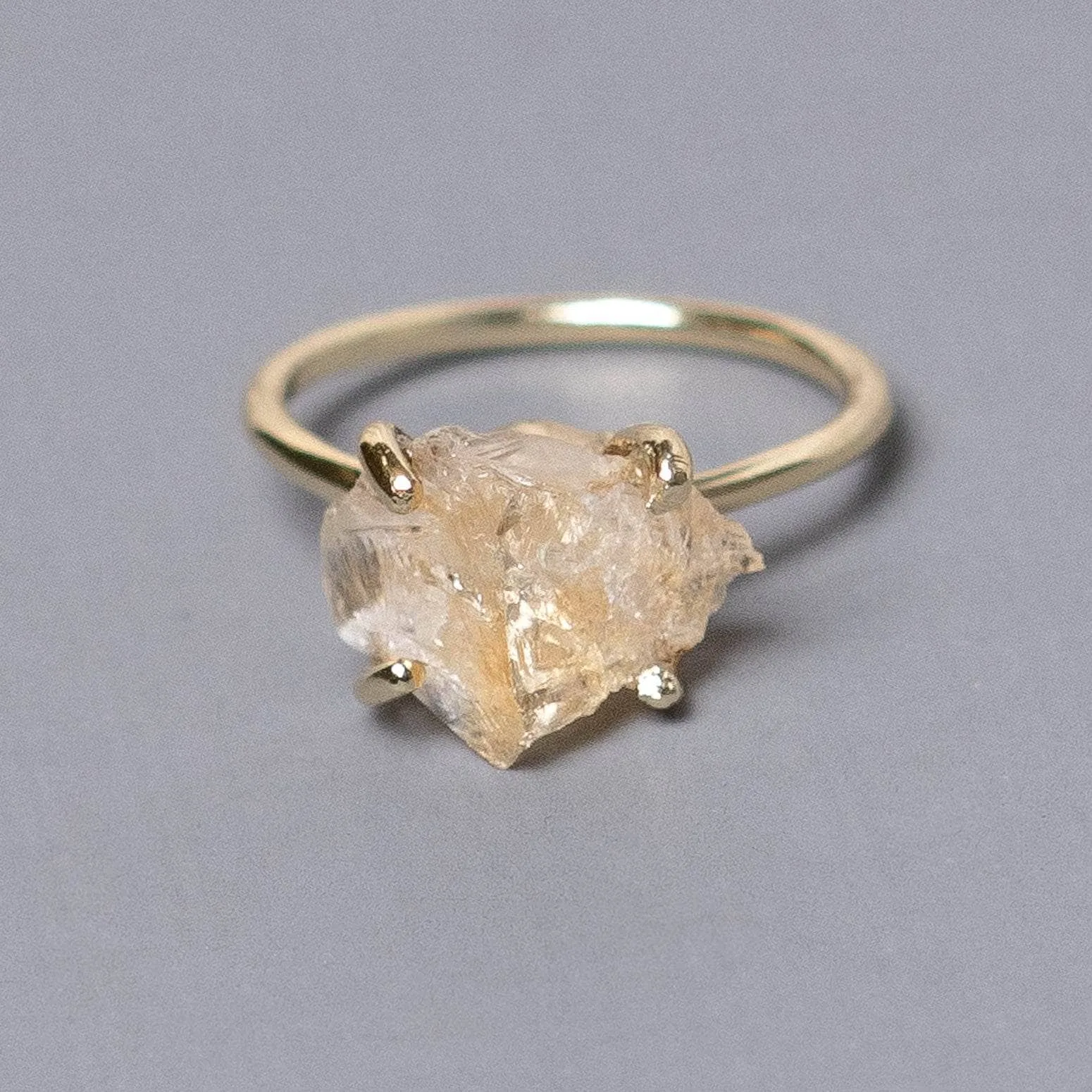 CITRINE RAW FREEFORM GOLD OR SILVER RING