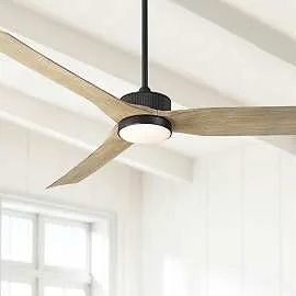 60 Inch Casa Vieja Montage Matte Black Led Damp Rated Fan With Remote 8368g