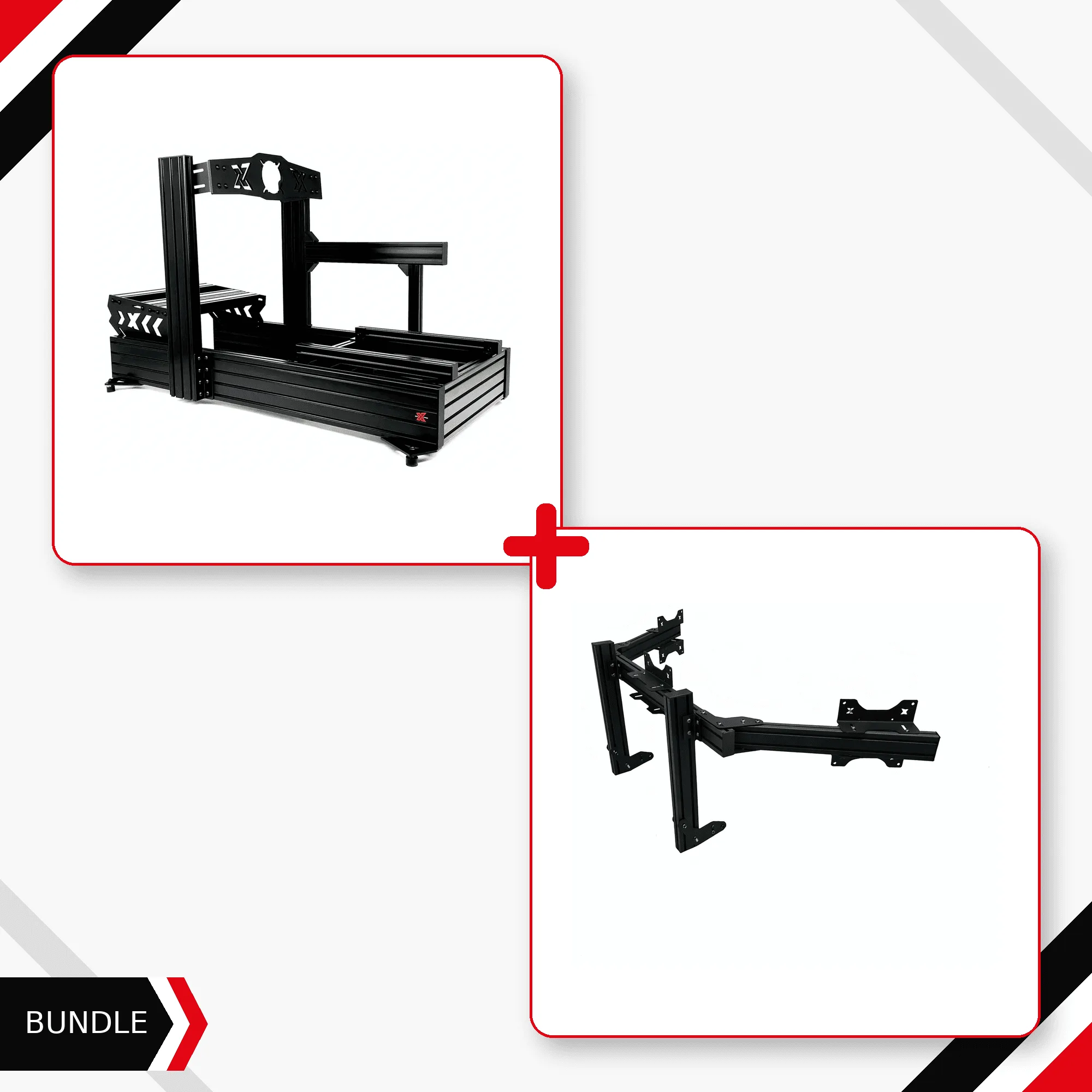 حزمة SimXPro XT160 + حامل ثلاثي شاشات مدمج ثقيل