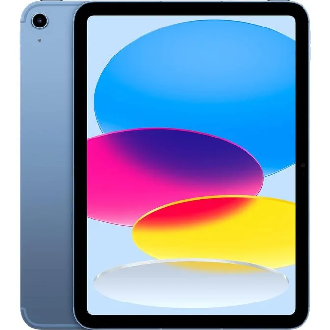 Apple iPad (10th Generation): with A14 Bionic chip, 10.9-inch Liquid Retina Display, 64GB, Wi-Fi 6 + 5G Cellular, 12MP front/12MP Back Camera, Touch ID, All-Day Battery Life – Blue (factory renewed)